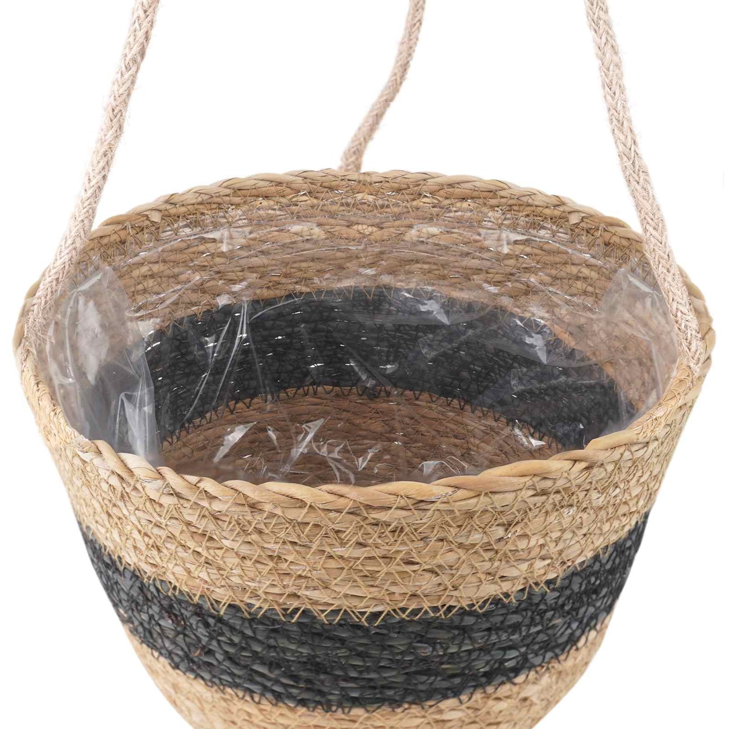 Jūros žolės augalų krepšiai 3 pcs Natūrali ir juoda Ø26 x 19 cm