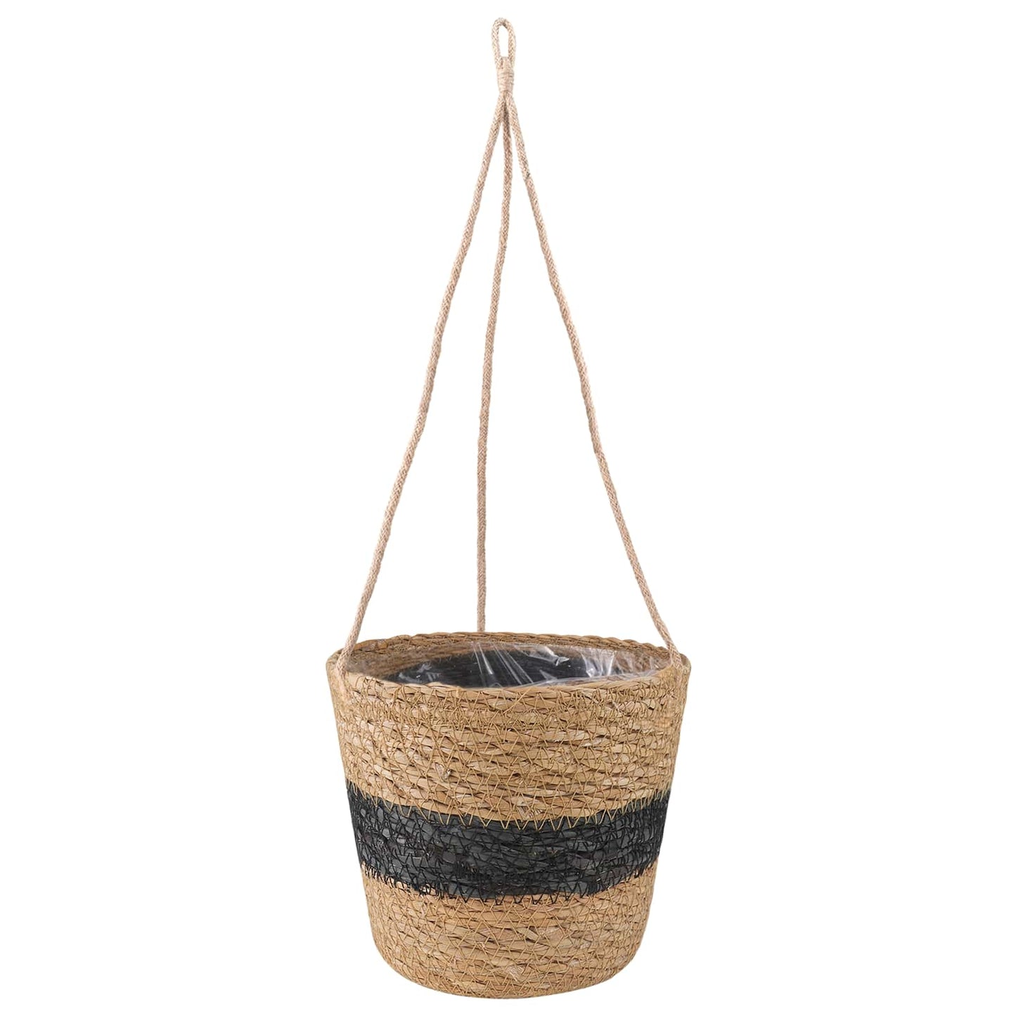 Jūros žolės augalų krepšiai 3 pcs Natūrali ir juoda Ø26 x 19 cm
