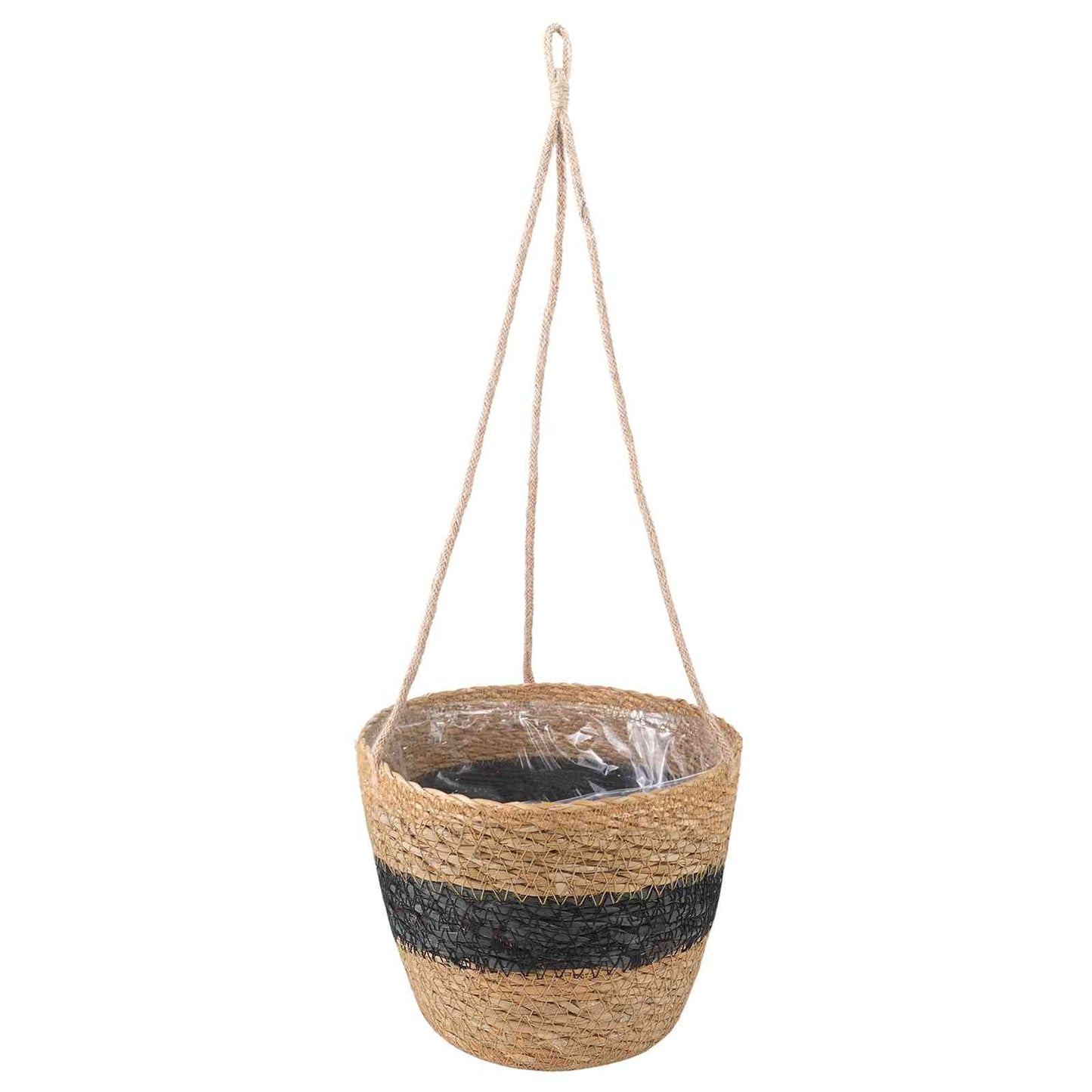 Jūros žolės augalų krepšiai 3 pcs Natūrali ir juoda Ø26 x 19 cm