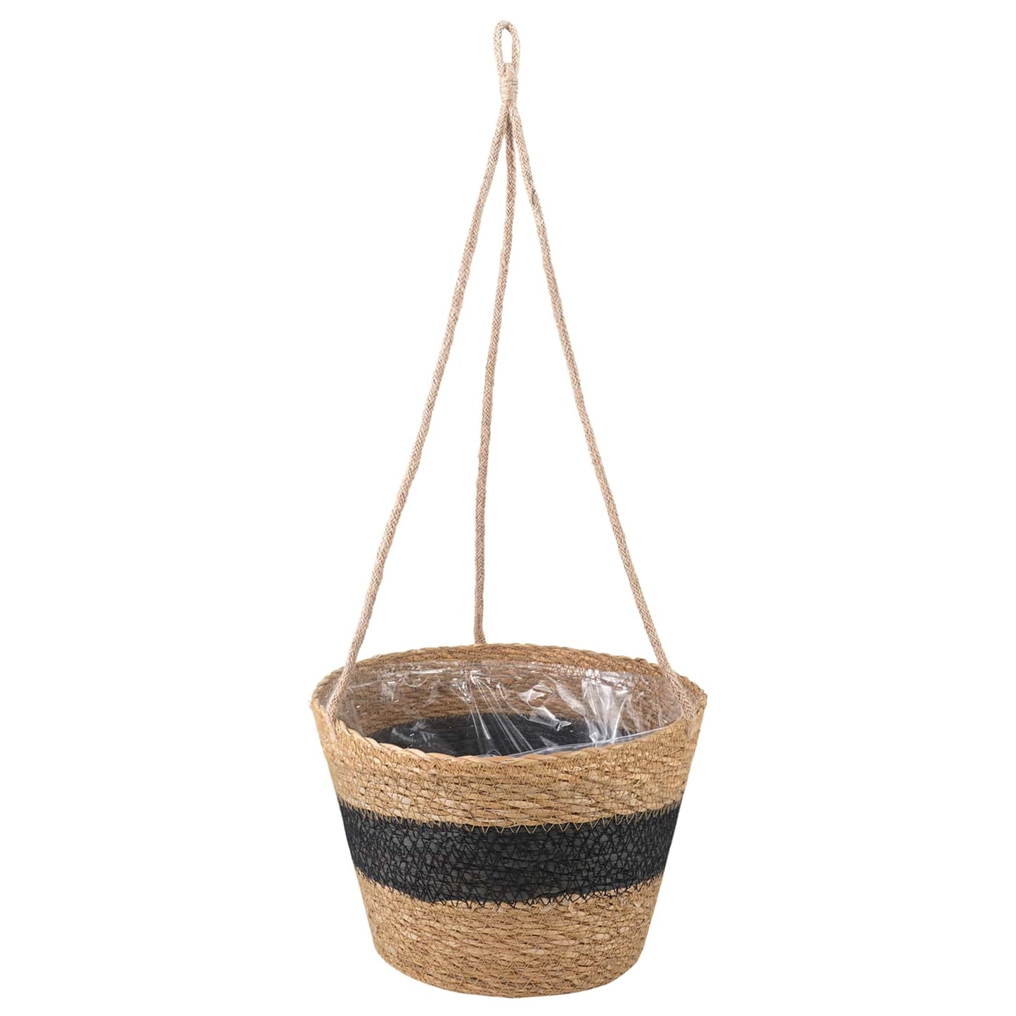 Jūros žolės augalų krepšiai 3 pcs Natūrali ir juoda Ø26 x 19 cm