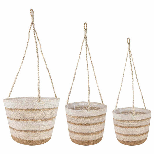 Jūros žolės augalų krepšiai 3 pcs Natūralus, Baltas ir Kreminis