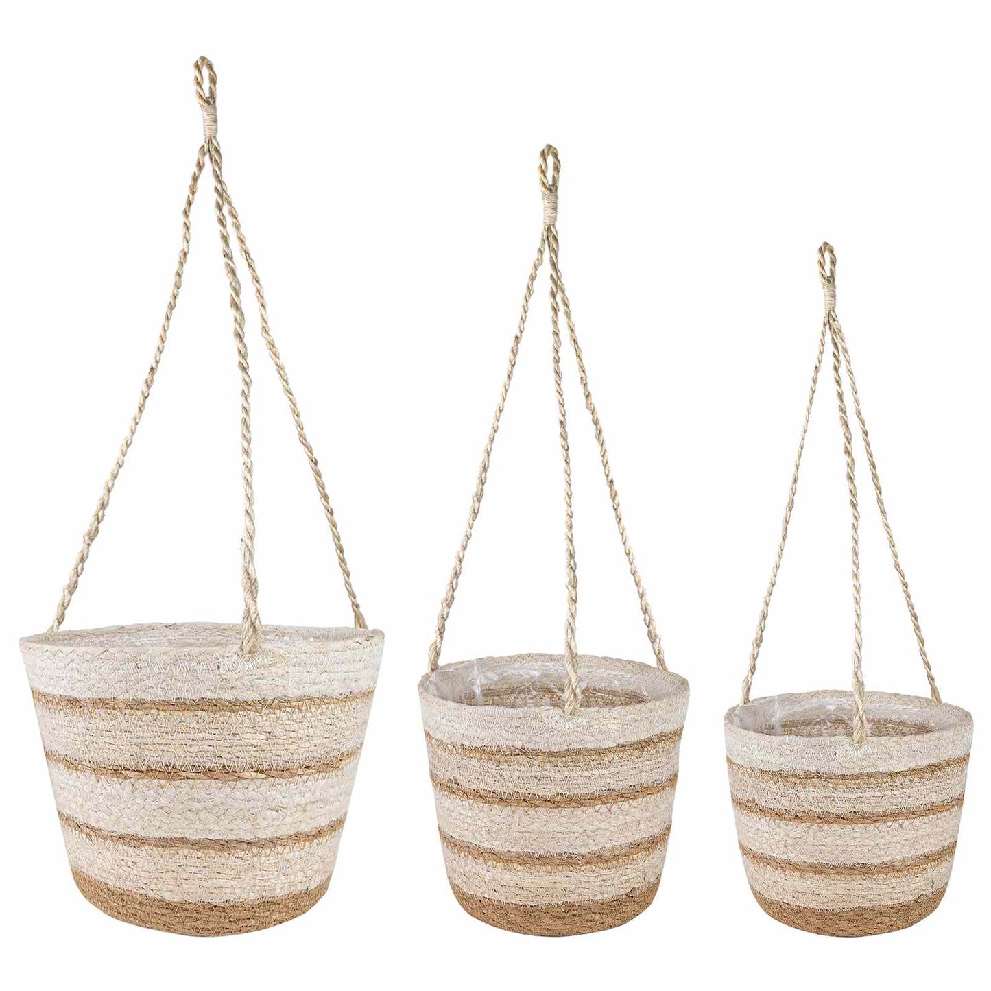 Jūros žolės augalų krepšiai 3 pcs Natūralus, Baltas ir Kreminis