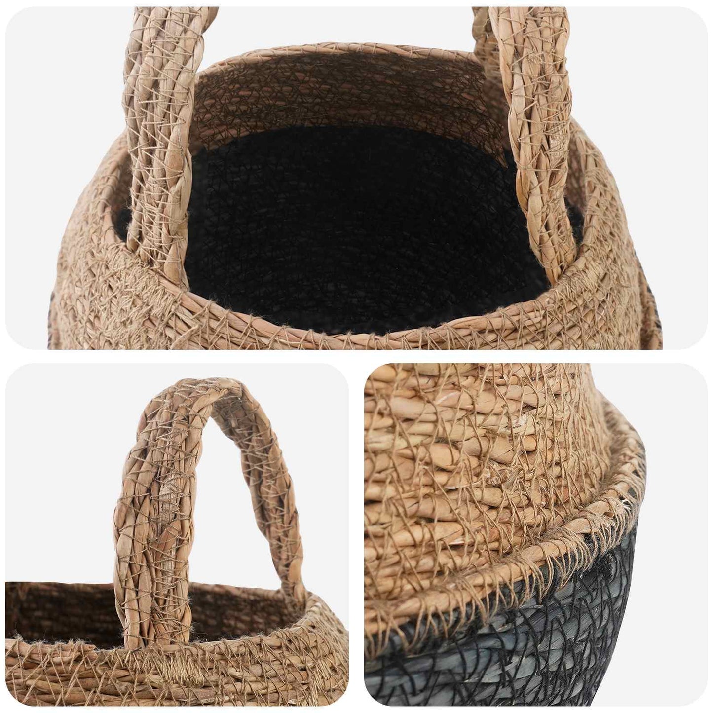 Vazonas su rankenomis 2 pcs Juoda Ø 22 x 20 cm 100% Jūros žolė