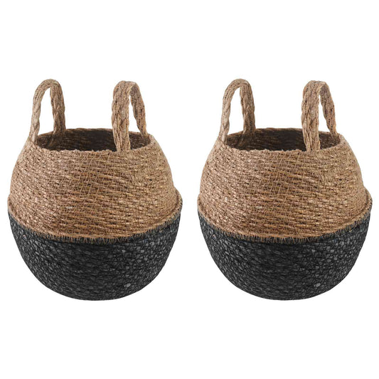 Vazonas su rankenomis 2 pcs Juoda Ø 22 x 20 cm 100% Jūros žolė