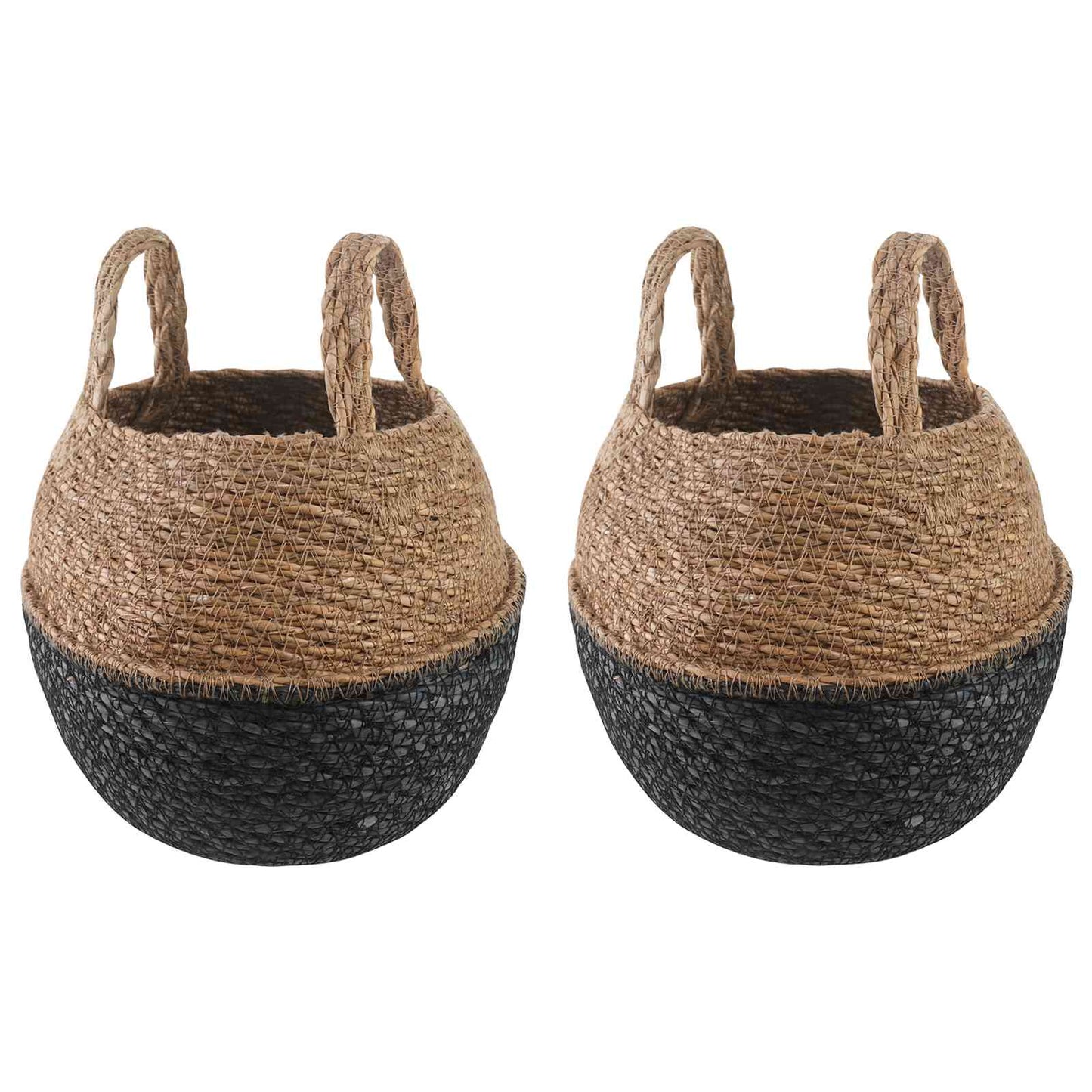 Vazonas su rankenomis 2 pcs Juoda Ø 22 x 20 cm 100% Jūros žolė