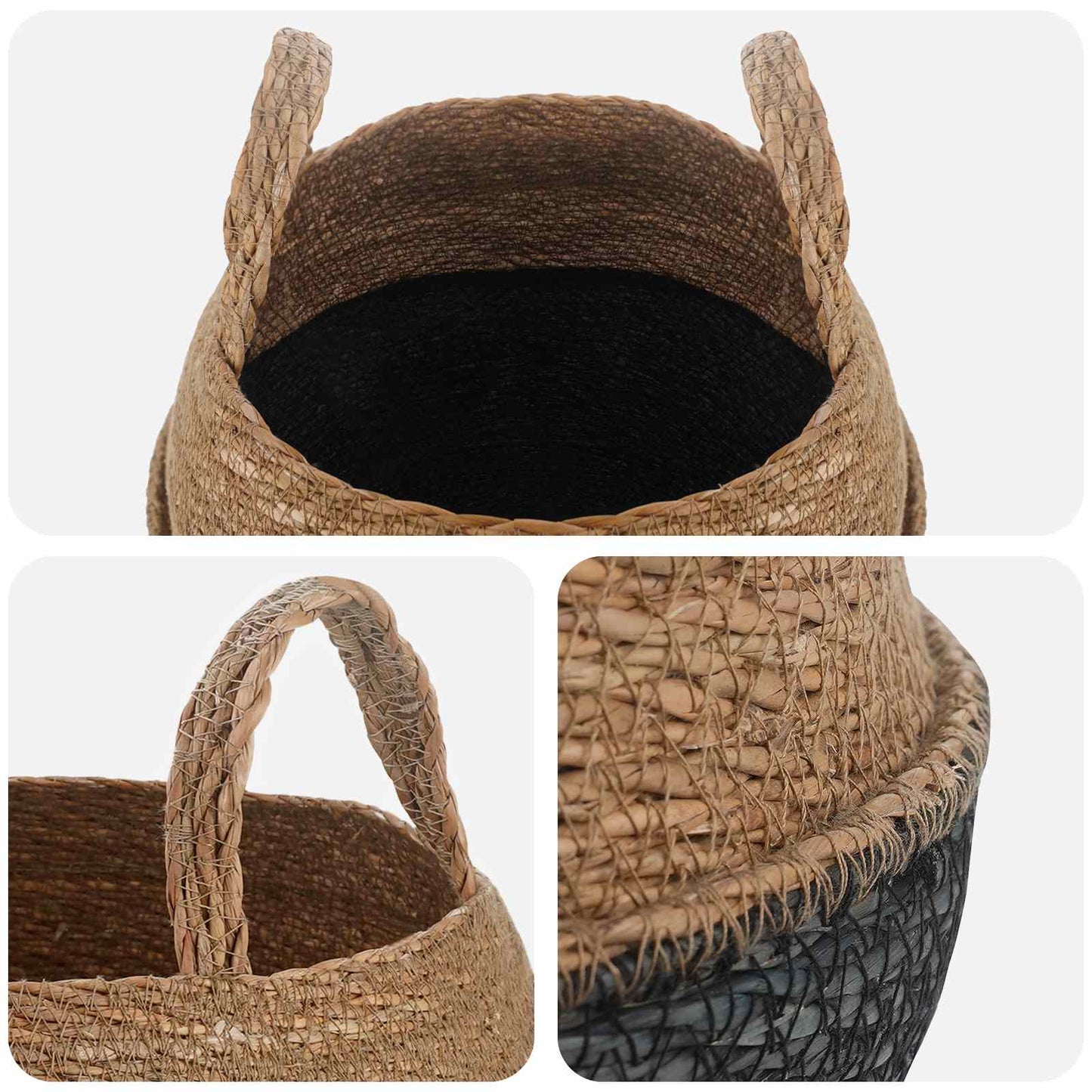 Vazonas su rankenomis 2 pcs Juoda Ø 32 x 32 cm 100% Jūros žolė