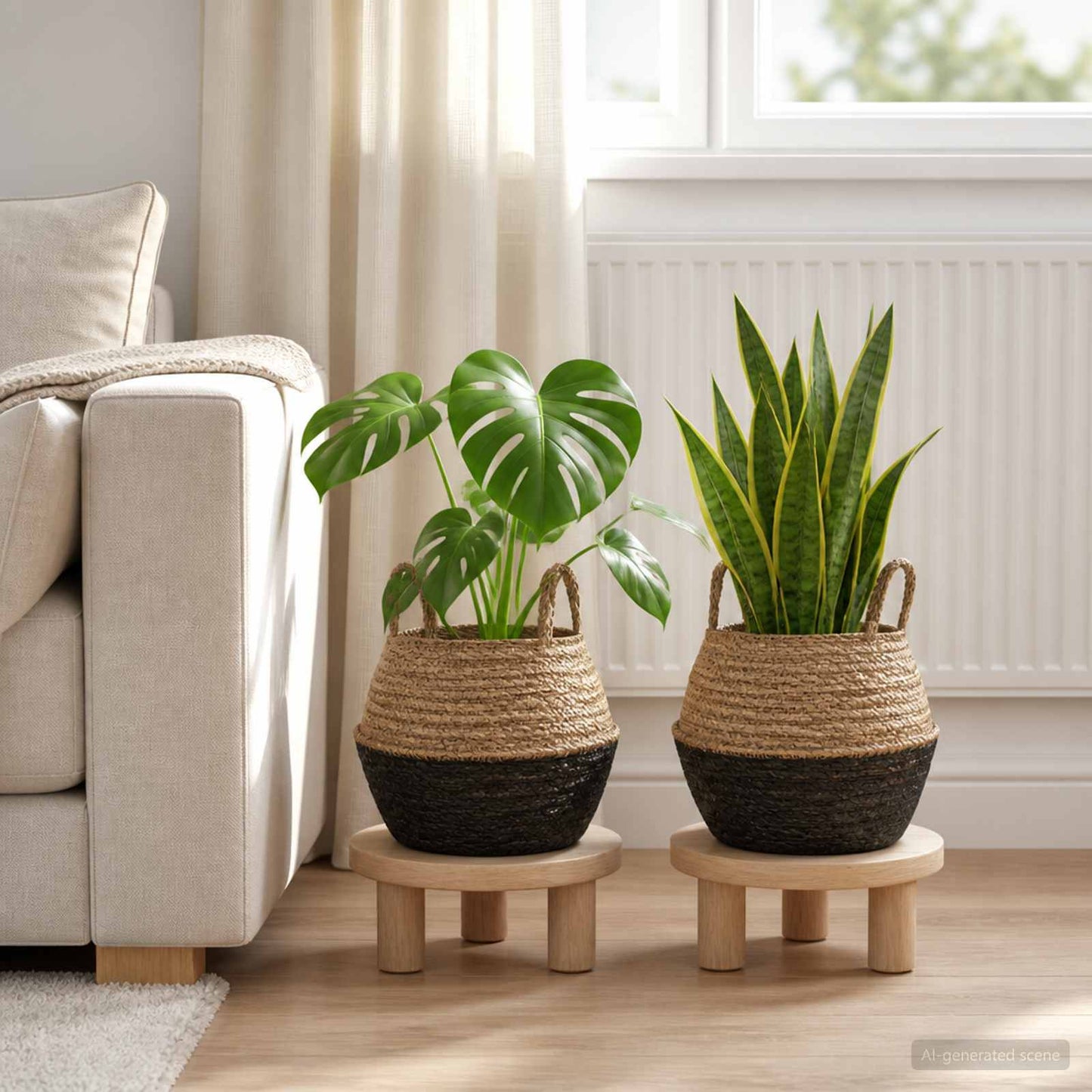 Vazonas su rankenomis 2 pcs Juoda Ø 32 x 32 cm 100% Jūros žolė