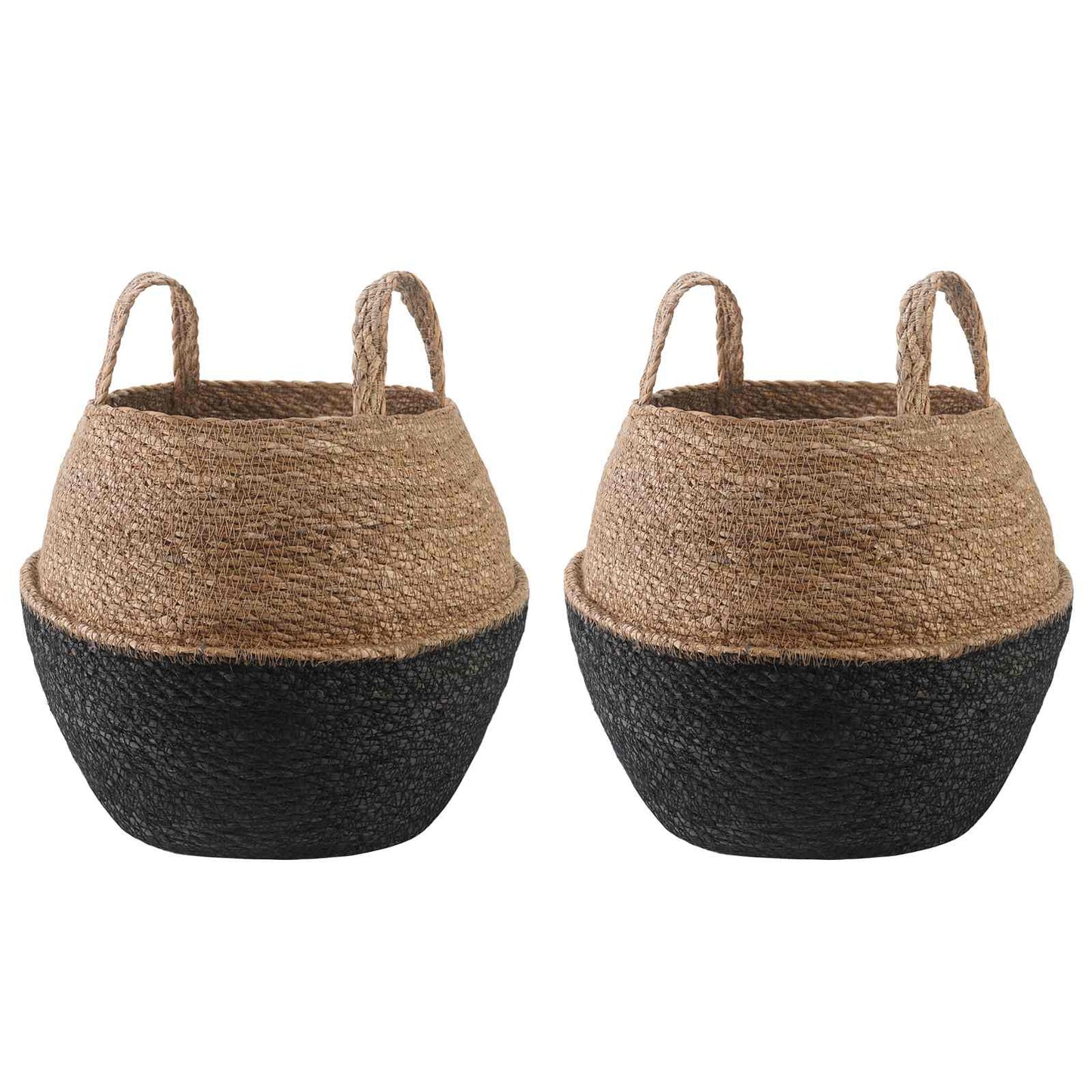 Vazonas su rankenomis 2 pcs Juoda Ø 32 x 32 cm 100% Jūros žolė