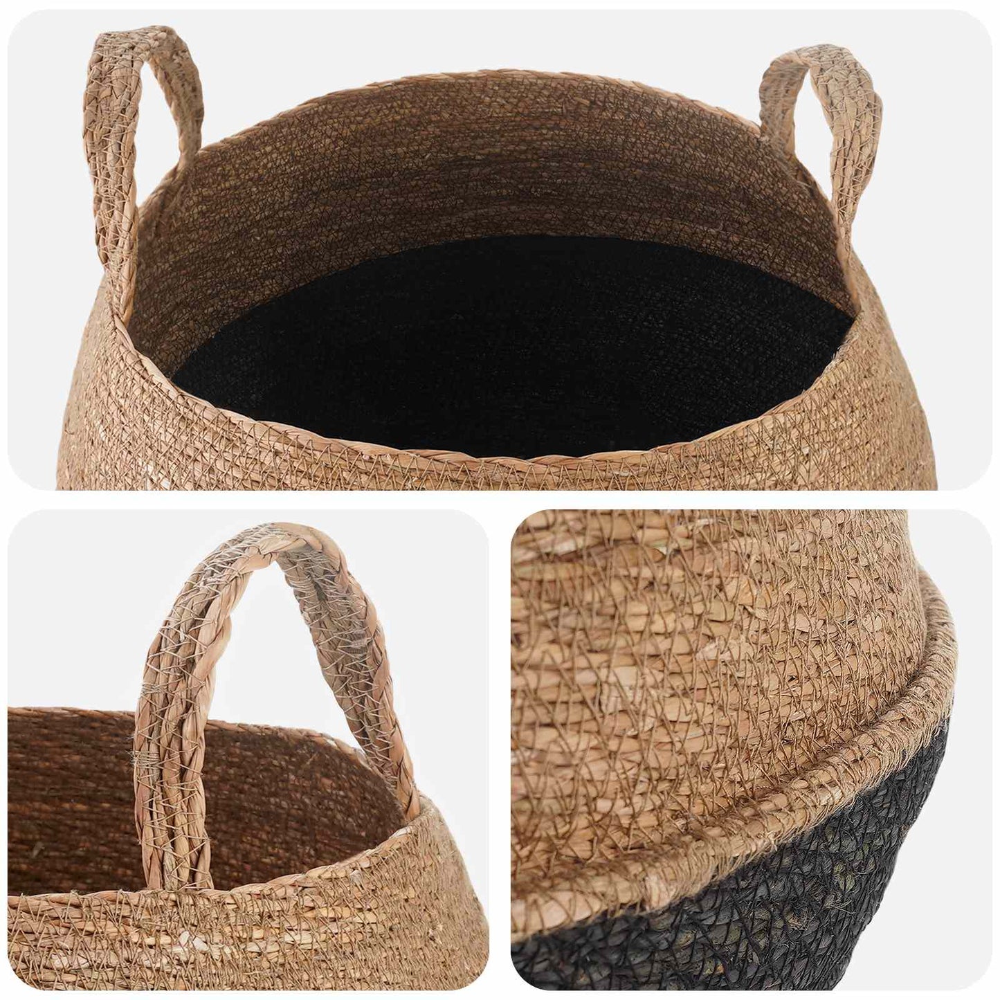 Vazonas su rankenomis 2 pcs Juoda Ø 45 x 36 cm 100% Jūros žolė