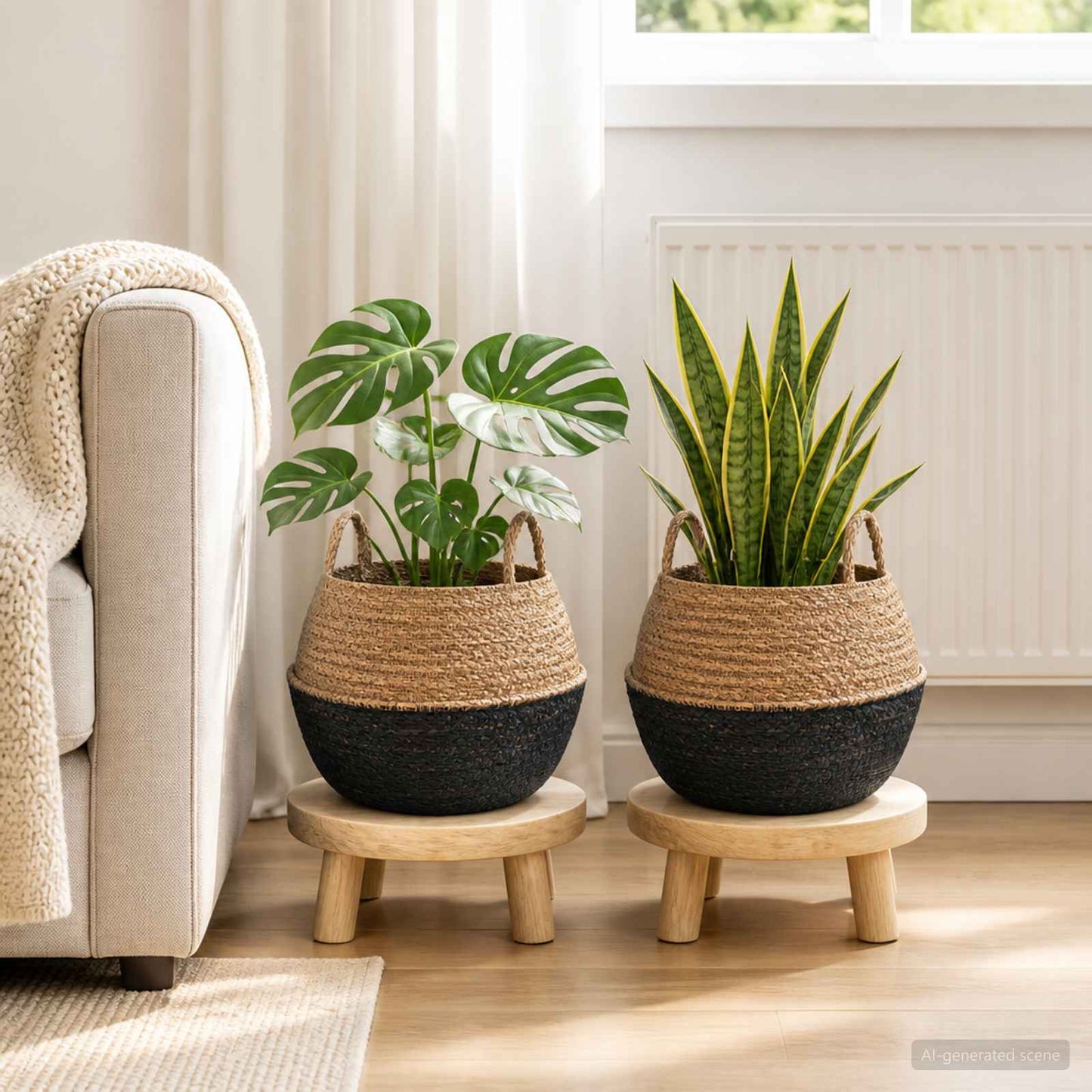 Vazonas su rankenomis 2 pcs Juoda Ø 45 x 36 cm 100% Jūros žolė