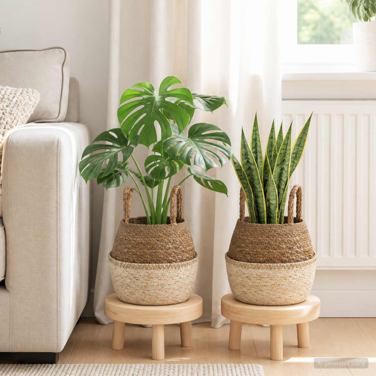 Vazonas su rankenomis 2 pcs Balta Ø 22 x 20 cm 100% Jūros žolė