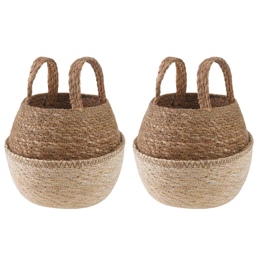 Vazonas su rankenomis 2 pcs Balta Ø 22 x 20 cm 100% Jūros žolė