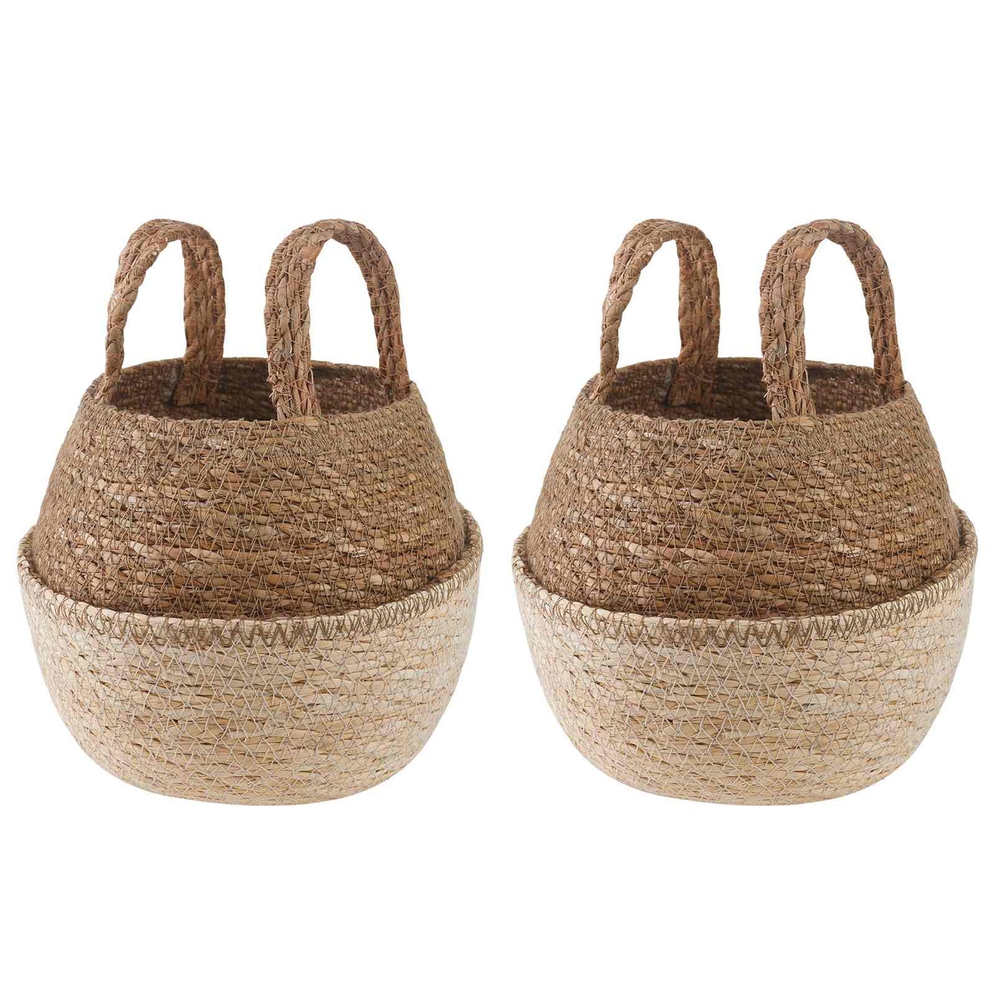 Vazonas su rankenomis 2 pcs Balta Ø 22 x 20 cm 100% Jūros žolė