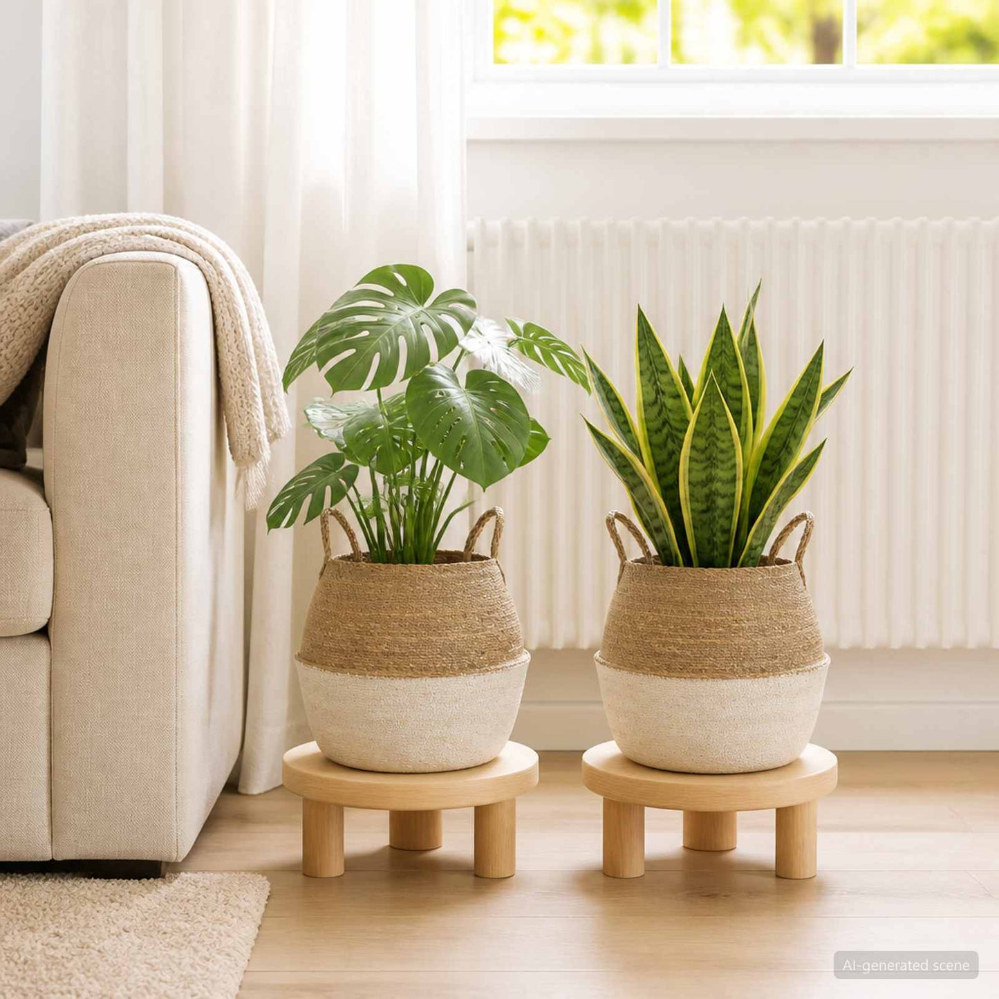 Vazonas su rankenomis 2 pcs Balta Ø 32 x 32 cm 100% Jūros žolė