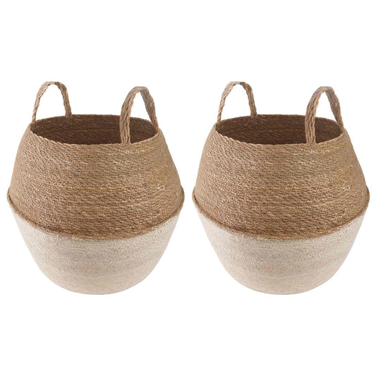 Vazonas su rankenomis 2 pcs Balta Ø 32 x 32 cm 100% Jūros žolė