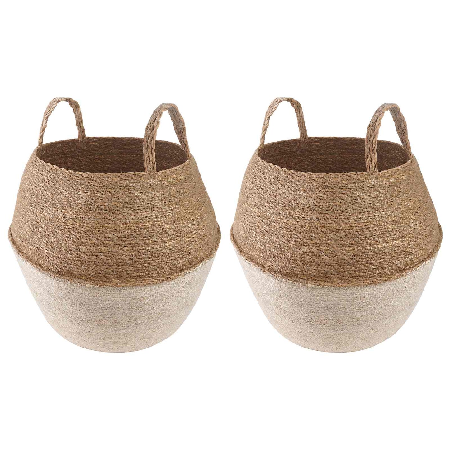 Vazonas su rankenomis 2 pcs Balta Ø 32 x 32 cm 100% Jūros žolė