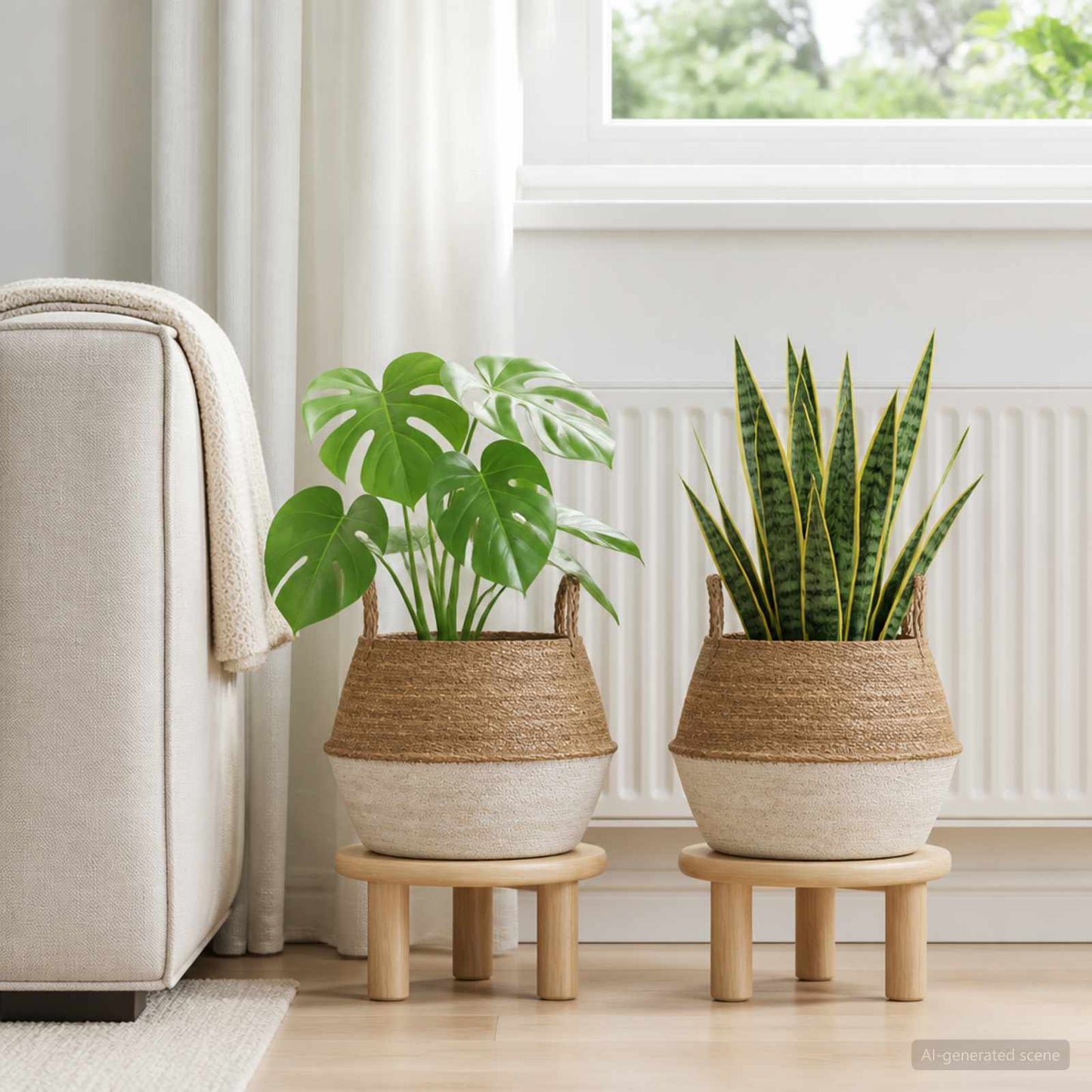 Vazonas su rankenomis 2 pcs Balta Ø 45 x 36 cm 100% Jūros žolė