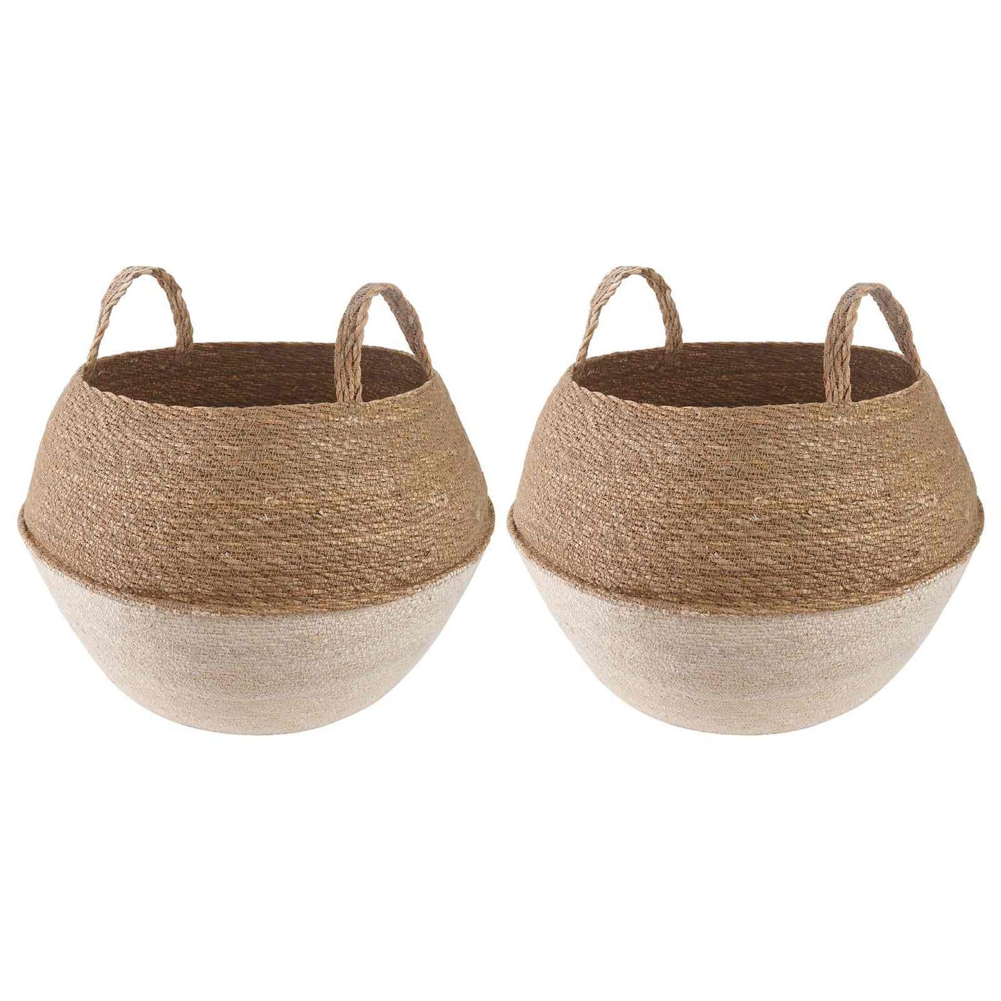 Vazonas su rankenomis 2 pcs Balta Ø 45 x 36 cm 100% Jūros žolė