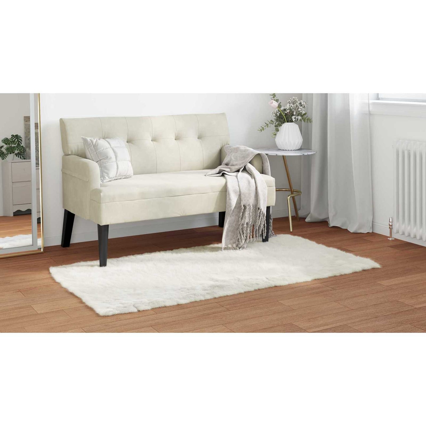 Dirbtinio avikailio kilimas Tafalla Balta 60 x 110 cm