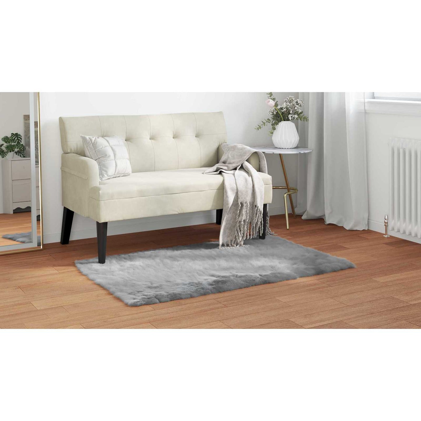 Dirbtinio avikailio kilimas Tafalla Pilka 60 x 110 cm