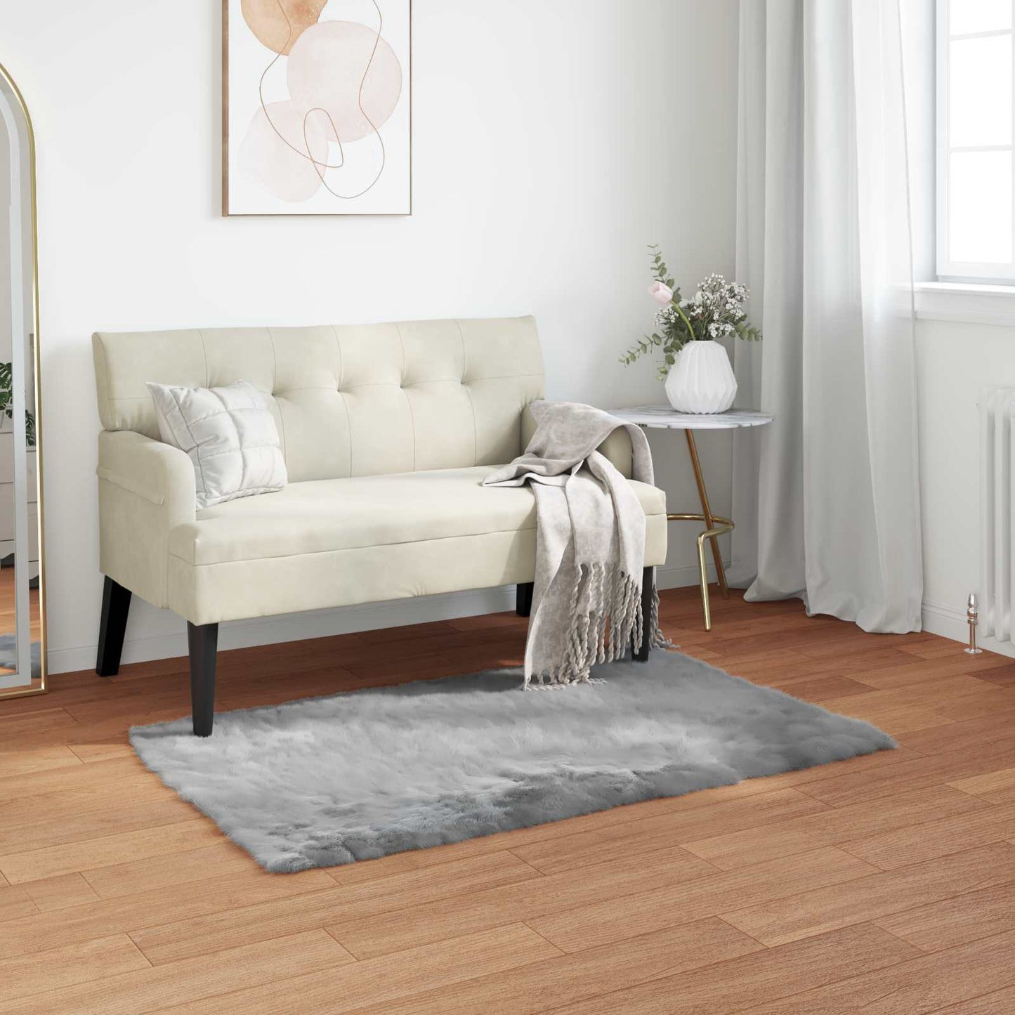 Dirbtinio avikailio kilimas Tafalla Pilka 80 x 150 cm