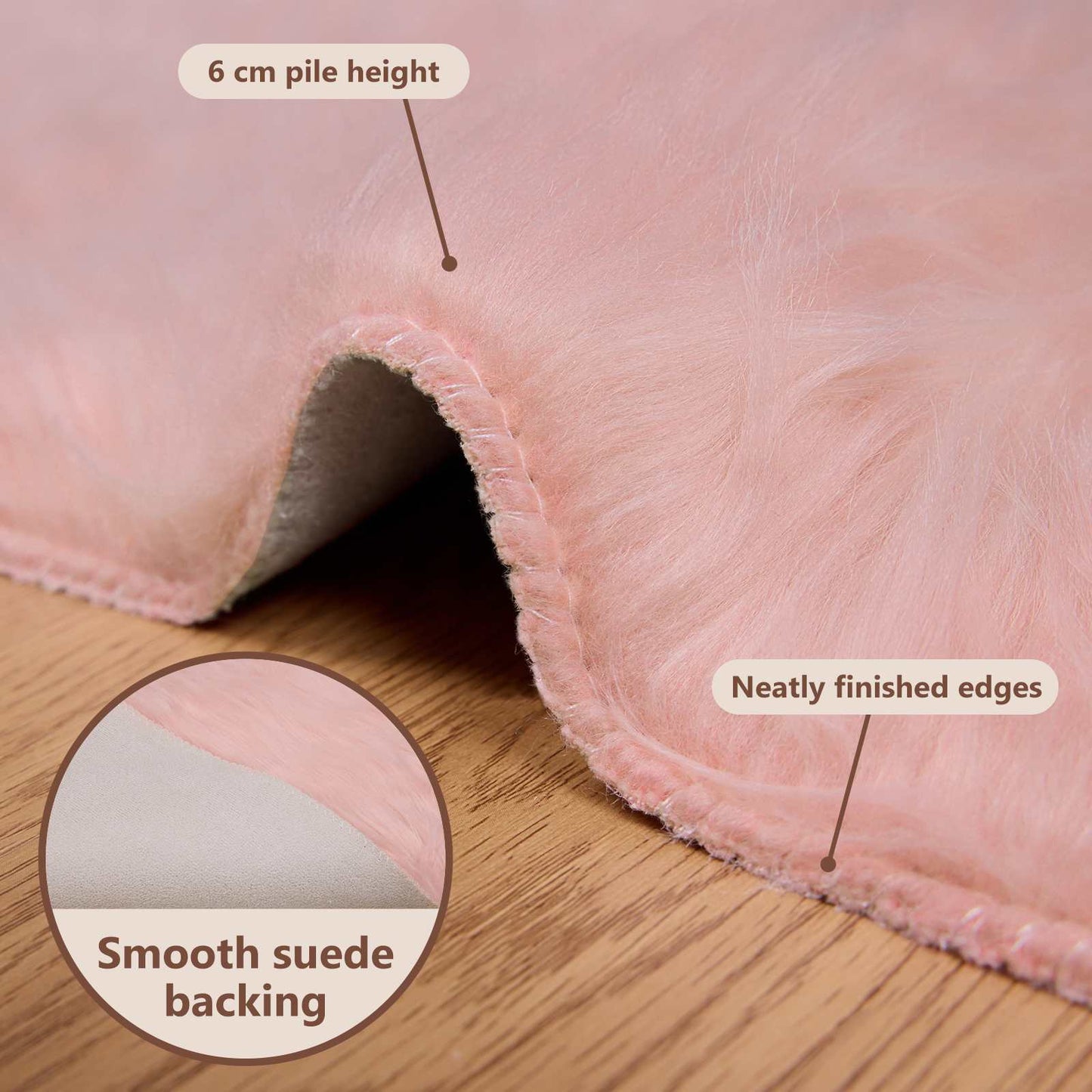 Dirbtinio avikailio kilimas Tafalla Rožinė 240 x 240 cm