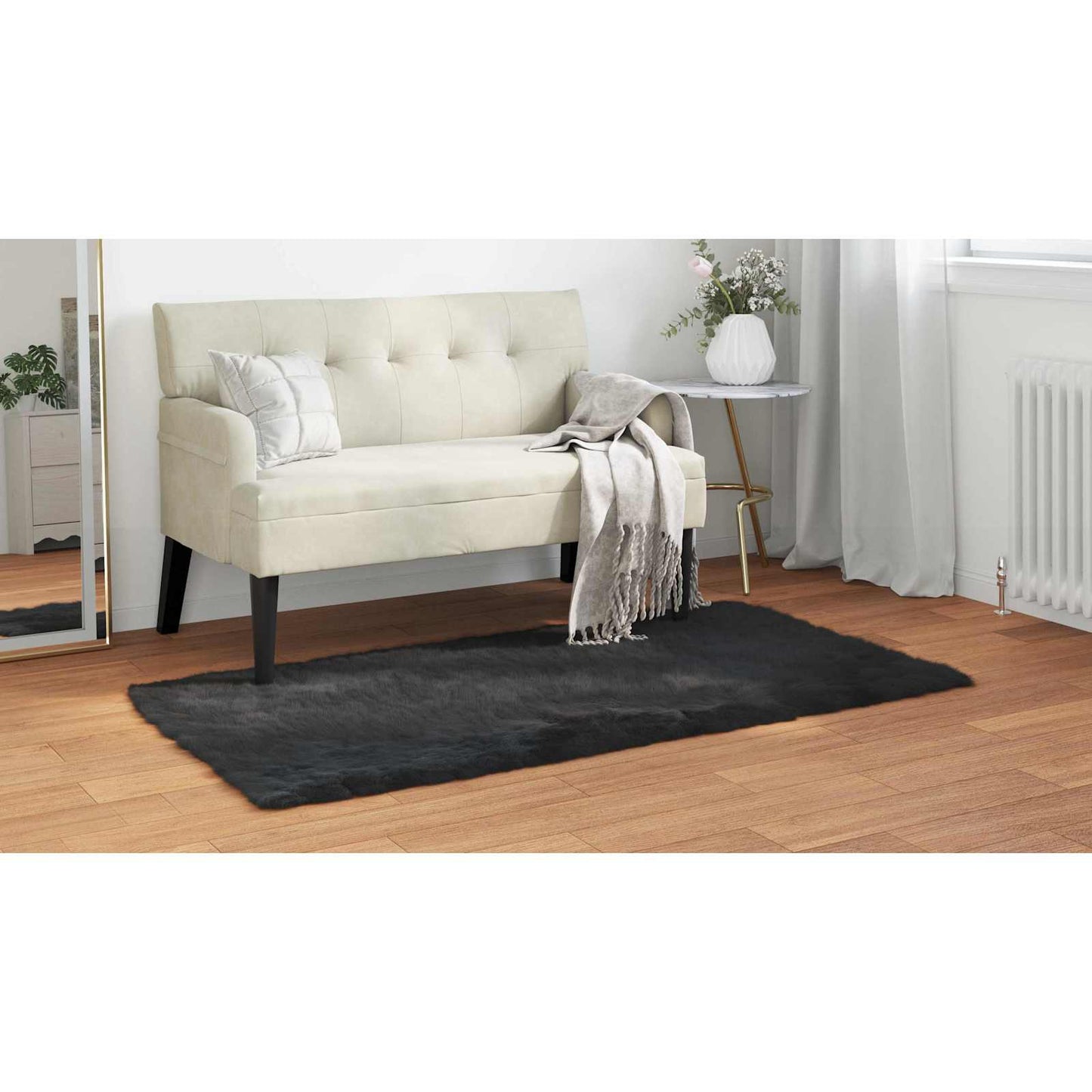 Dirbtinio avikailio kilimas Tafalla Juoda 80 x 150 cm