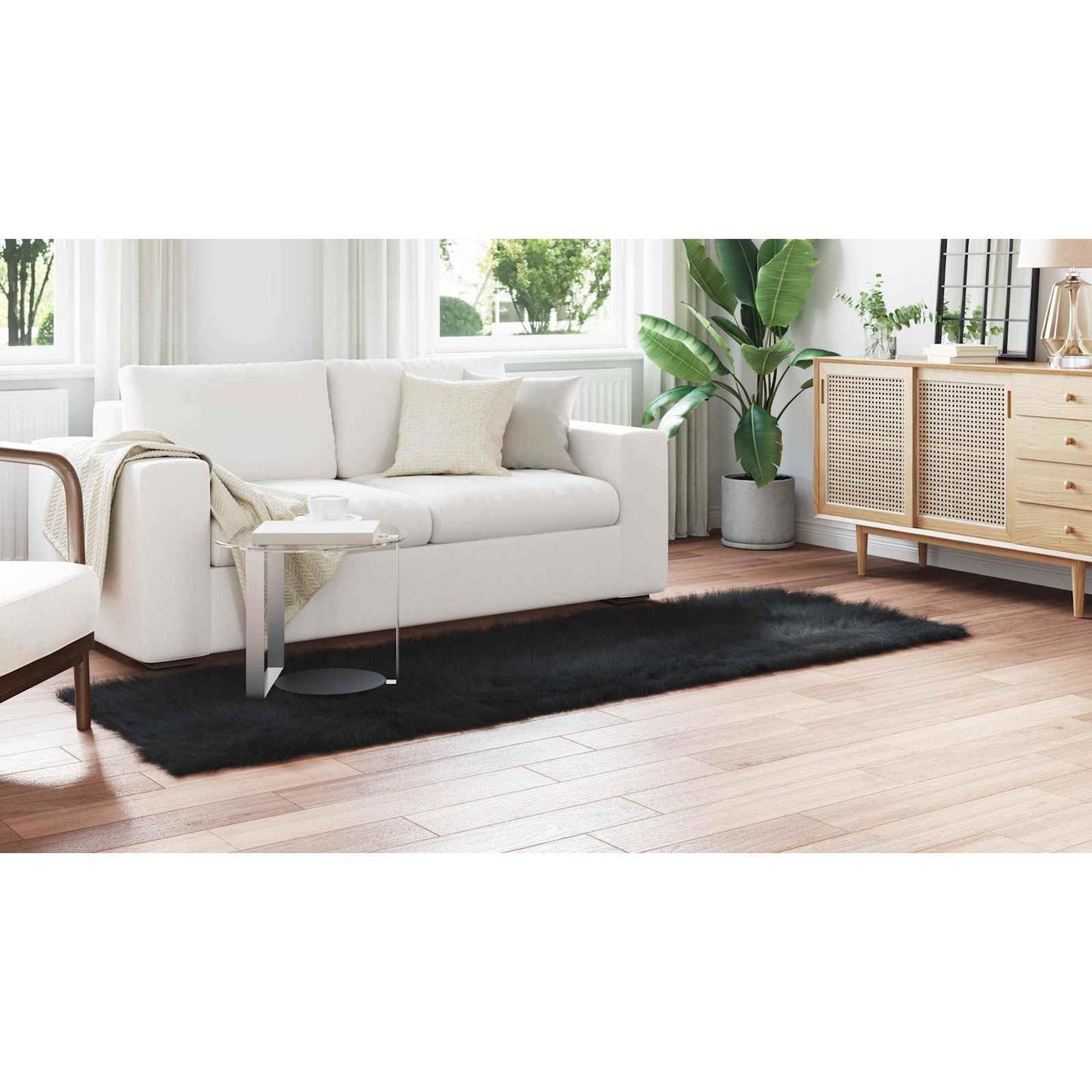 Dirbtinio avikailio kilimas Tafalla Juoda 80 x 250 cm