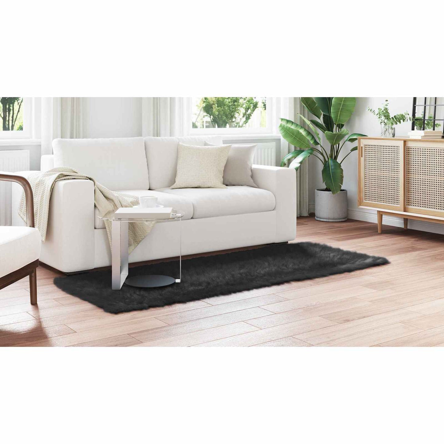 Dirbtinio avikailio kilimas Tafalla Juoda 100 x 200 cm