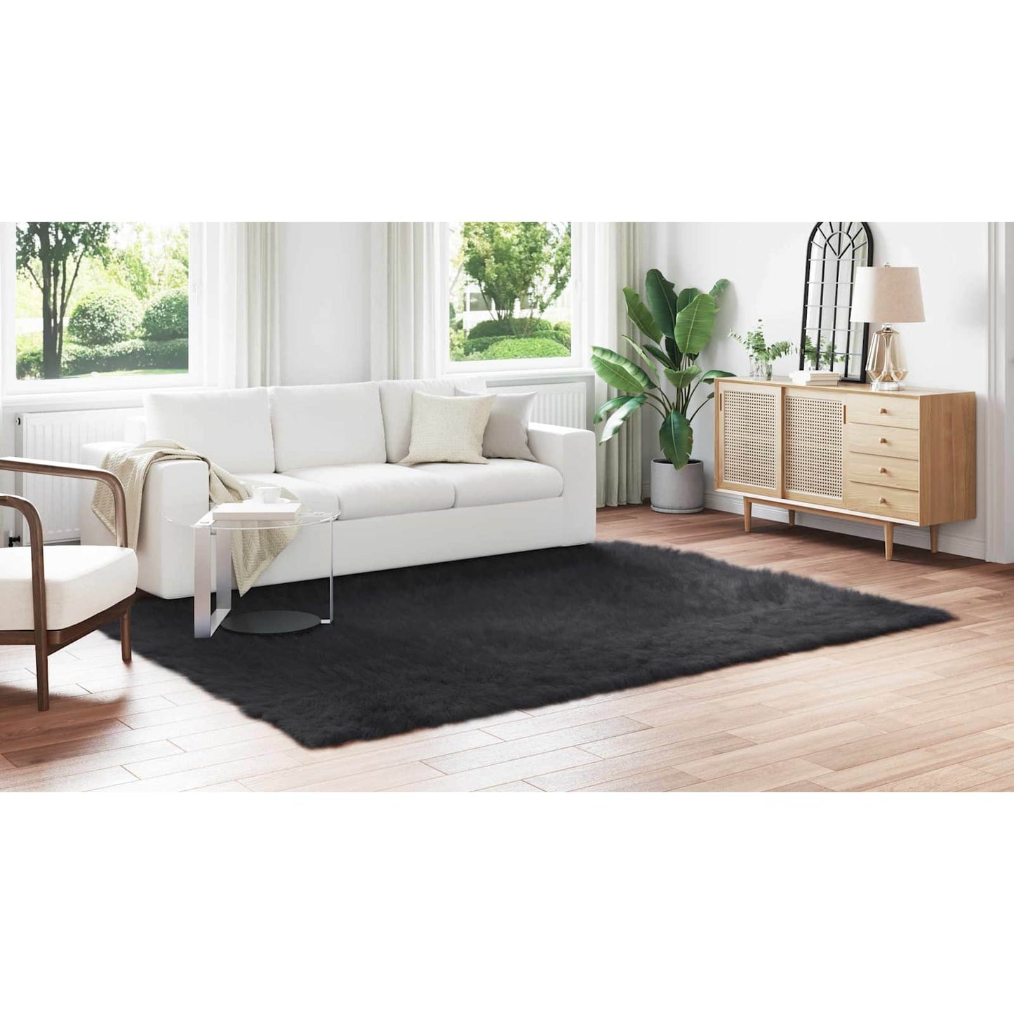 Dirbtinio avikailio kilimas Tafalla Juoda 200 x 280 cm