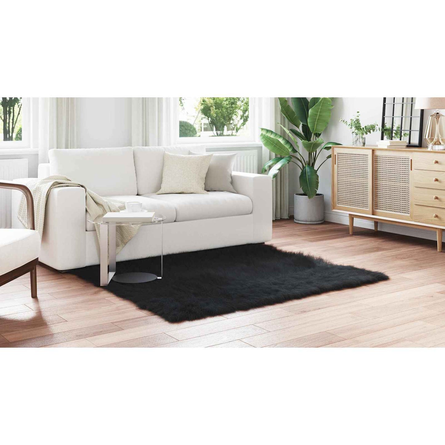 Dirbtinio avikailio kilimas Tafalla Juoda 160 x 160 cm