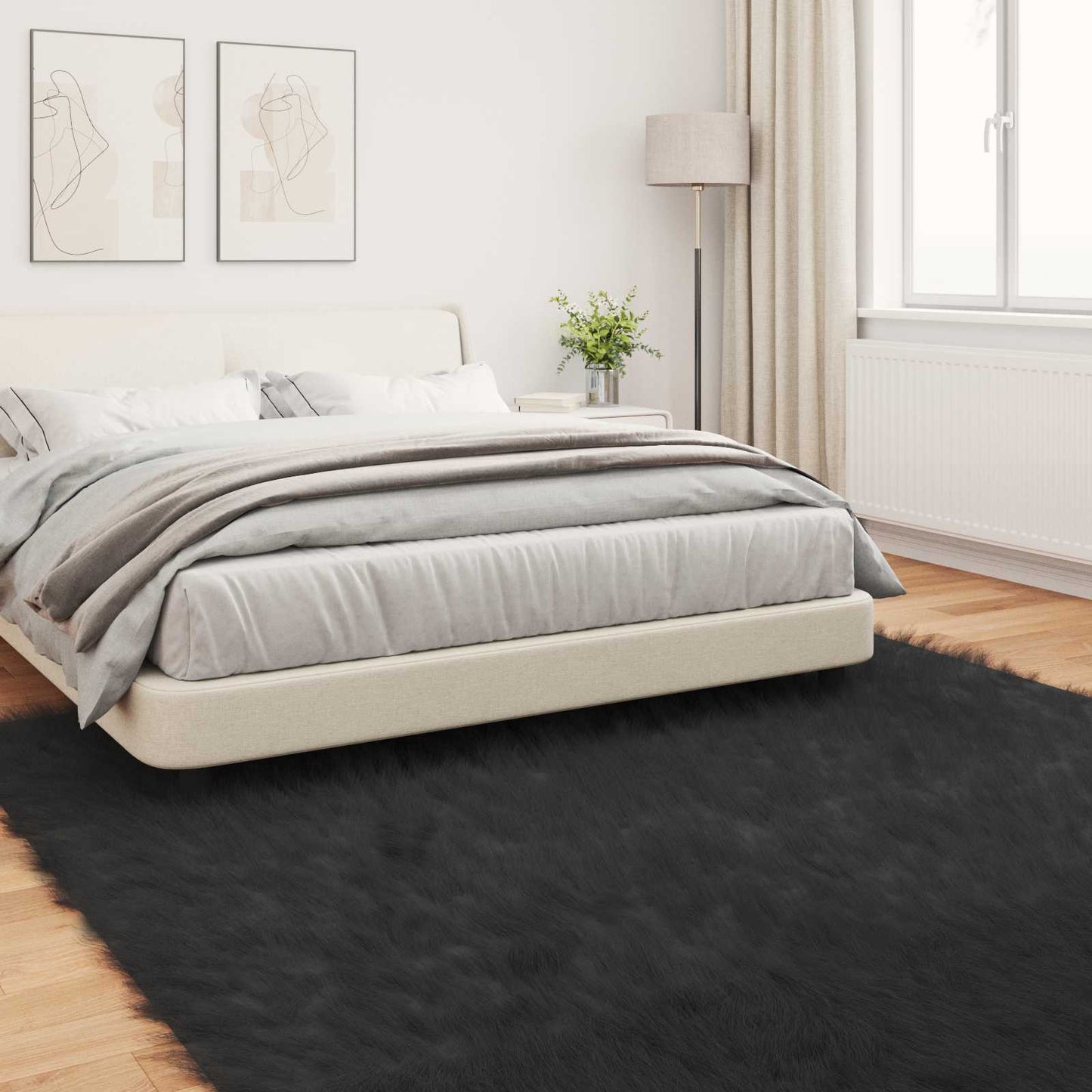 Dirbtinio avikailio kilimas Tafalla Juoda 200 x 200 cm