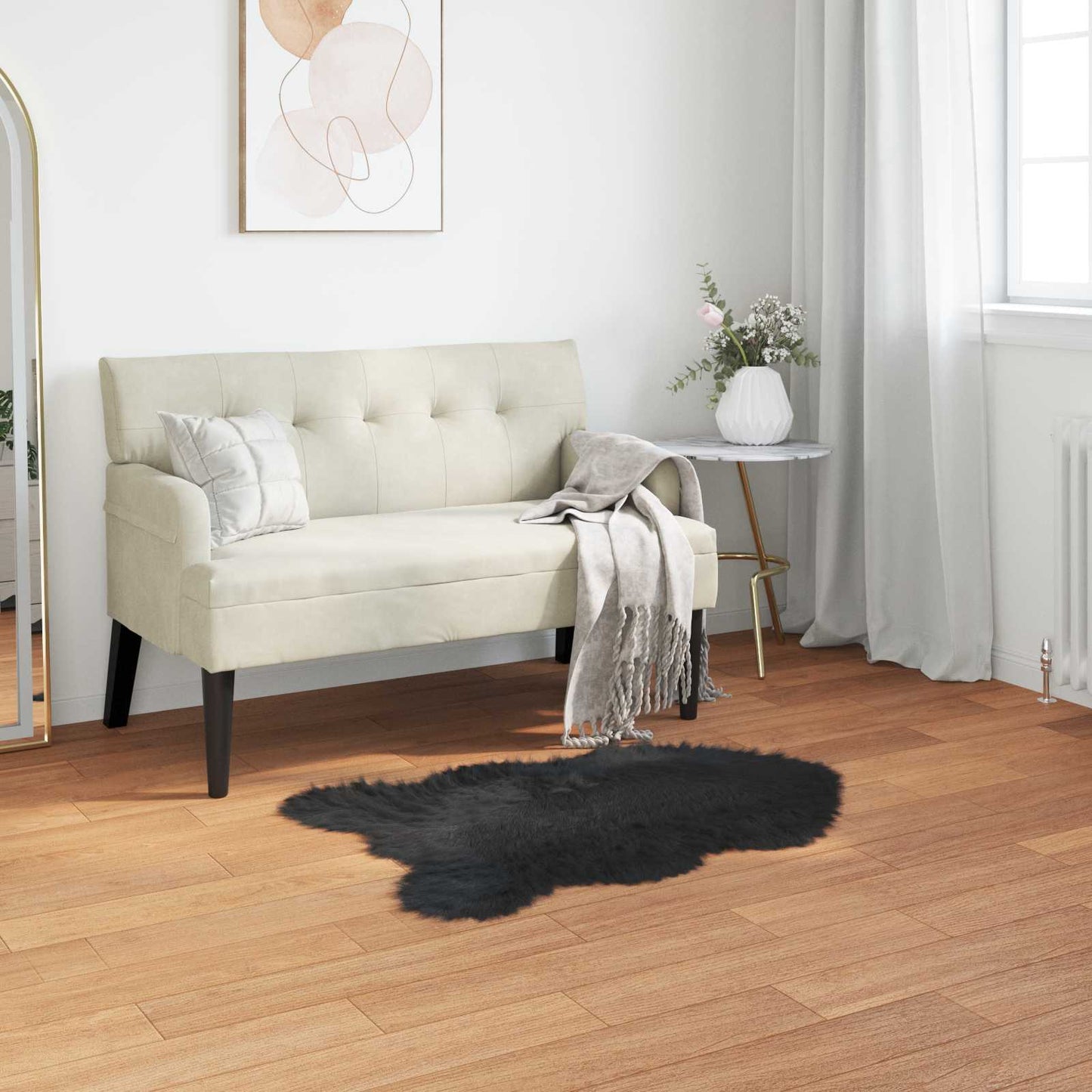 Dirbtinio avikailio kilimas Tafalla Juoda 80 x 120 cm