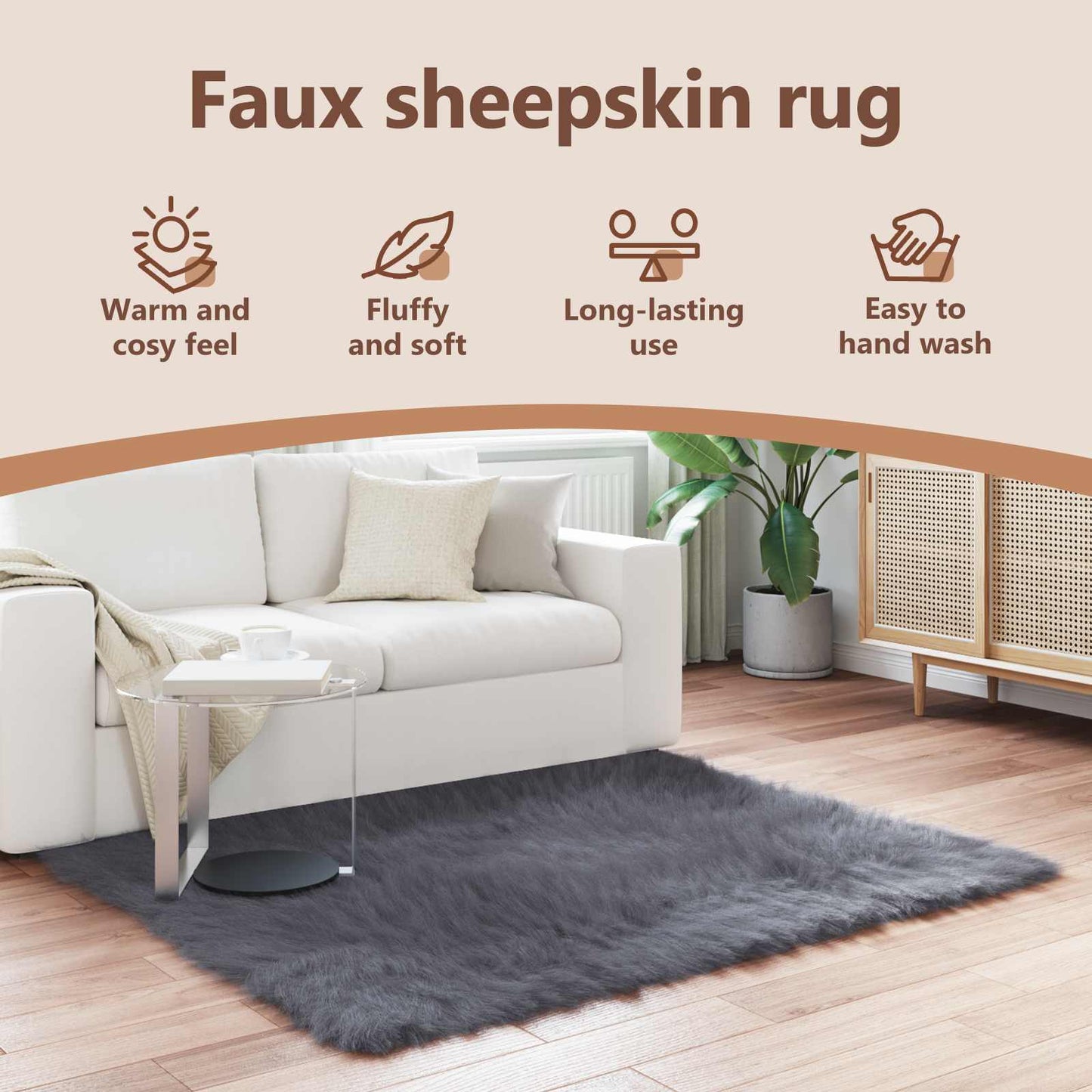 Dirbtinio avikailio kilimas Tafalla Antracitas 160 x 160 cm