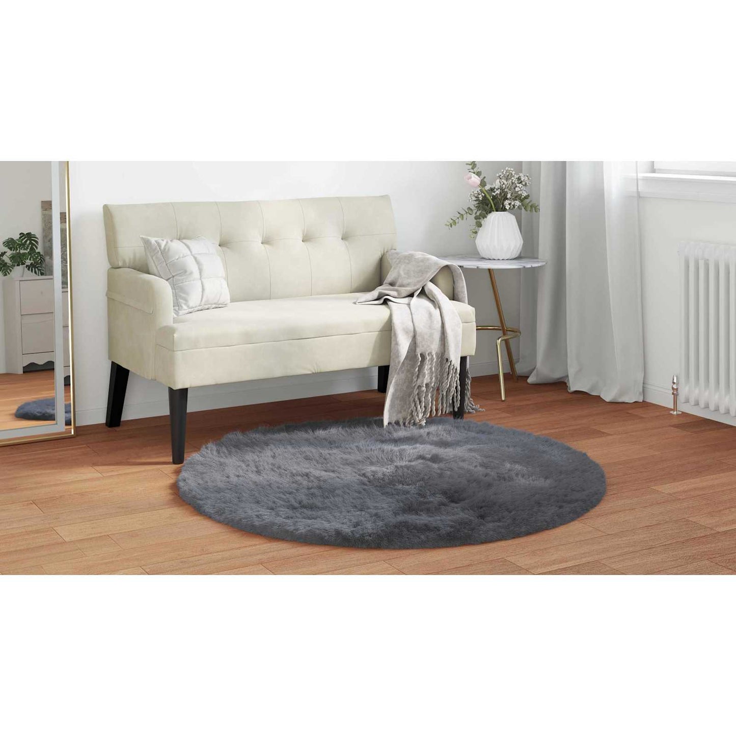 Dirbtinio avikailio kilimas Tafalla Antracitas Ø 120 cm
