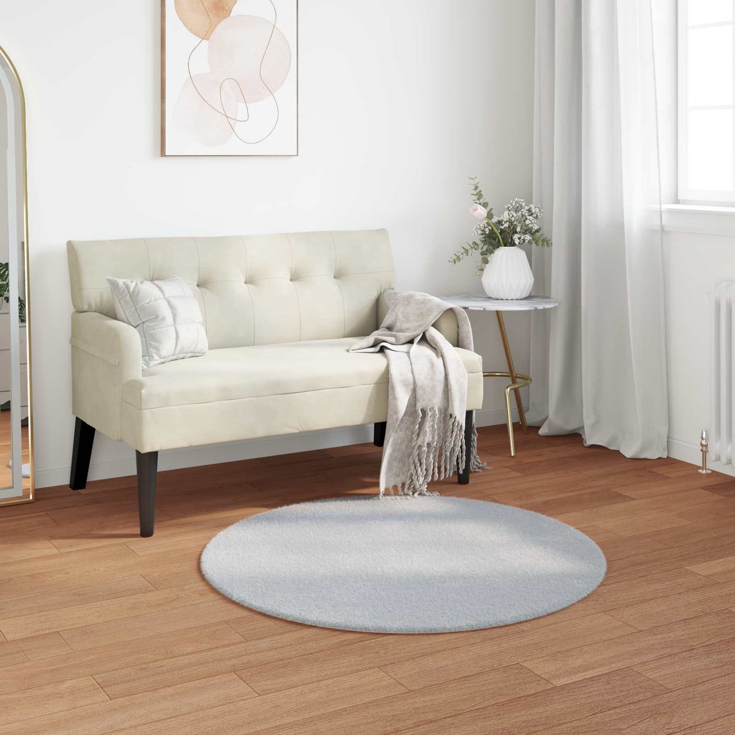 Dirbtinio triušio kailio kilimas Olite Pilka Ø 120 cm