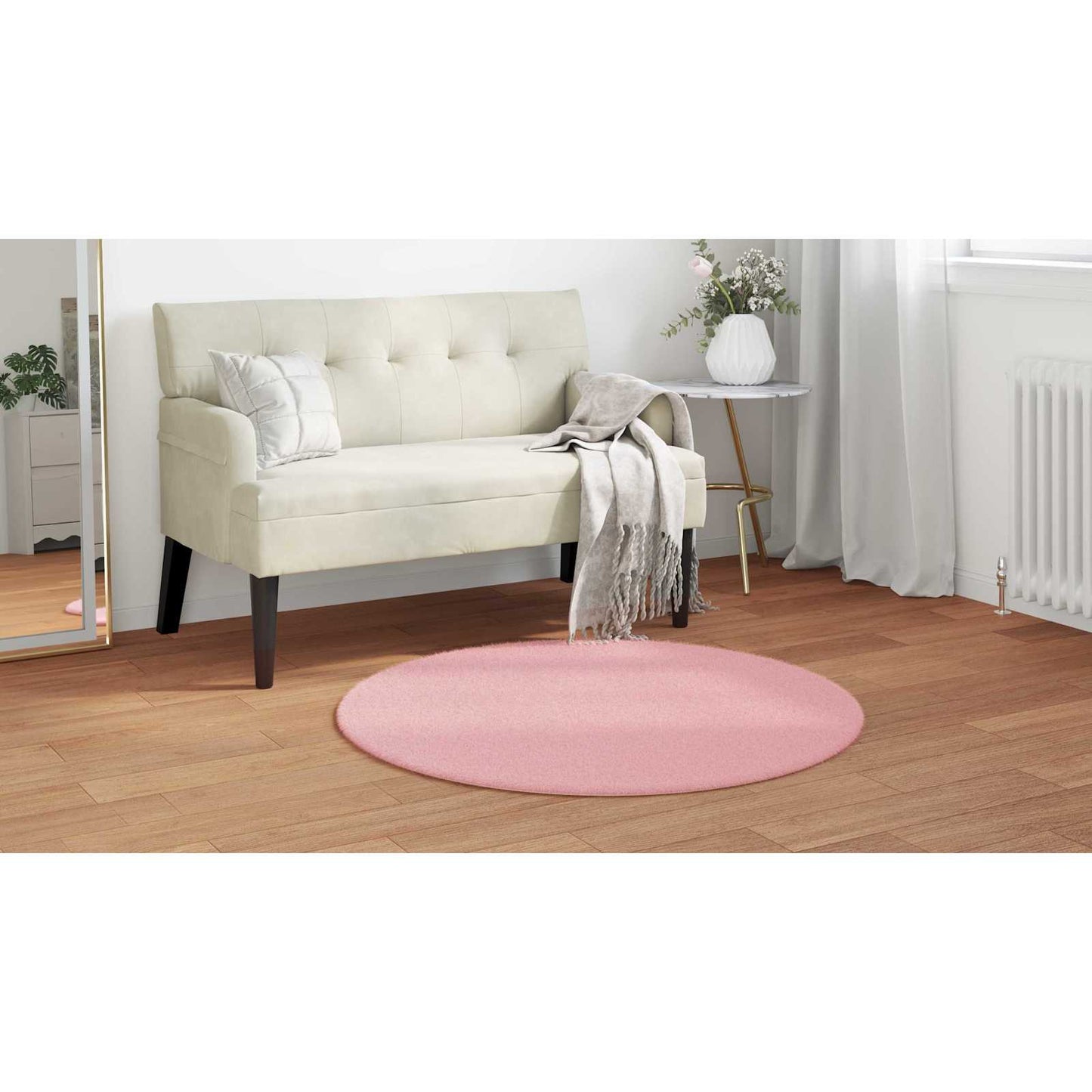 Dirbtinio triušio kailio kilimas Olite Rožinė Ø 80 cm
