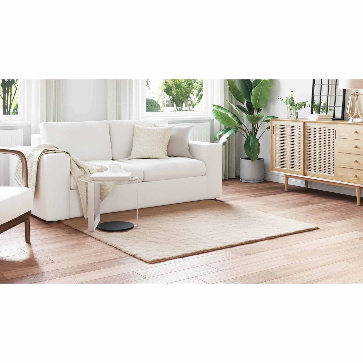 Dirbtinio triušio kailio kilimas Olite Taupe 120 x 120 cm