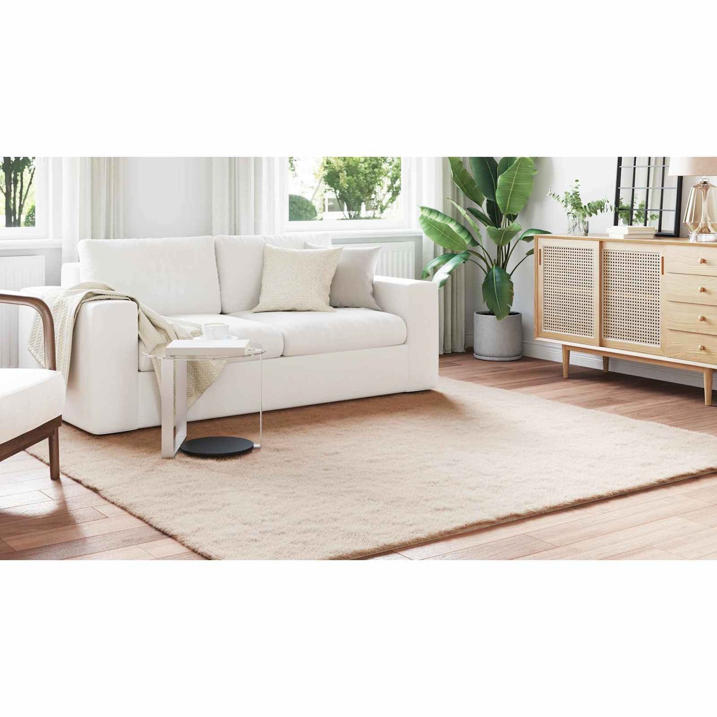 Dirbtinio triušio kailio kilimas Olite Taupe 240 x 240 cm