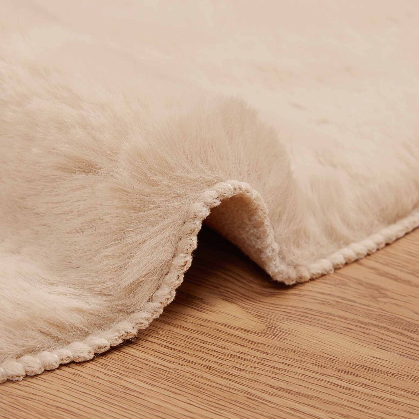 Dirbtinio triušio kailio kilimas Olite Taupe Ø 80 cm