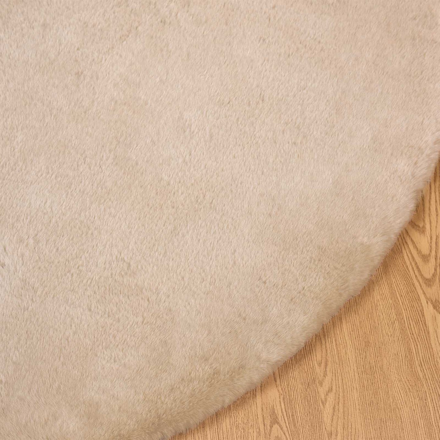 Dirbtinio triušio kailio kilimas Olite Taupe Ø 100 cm