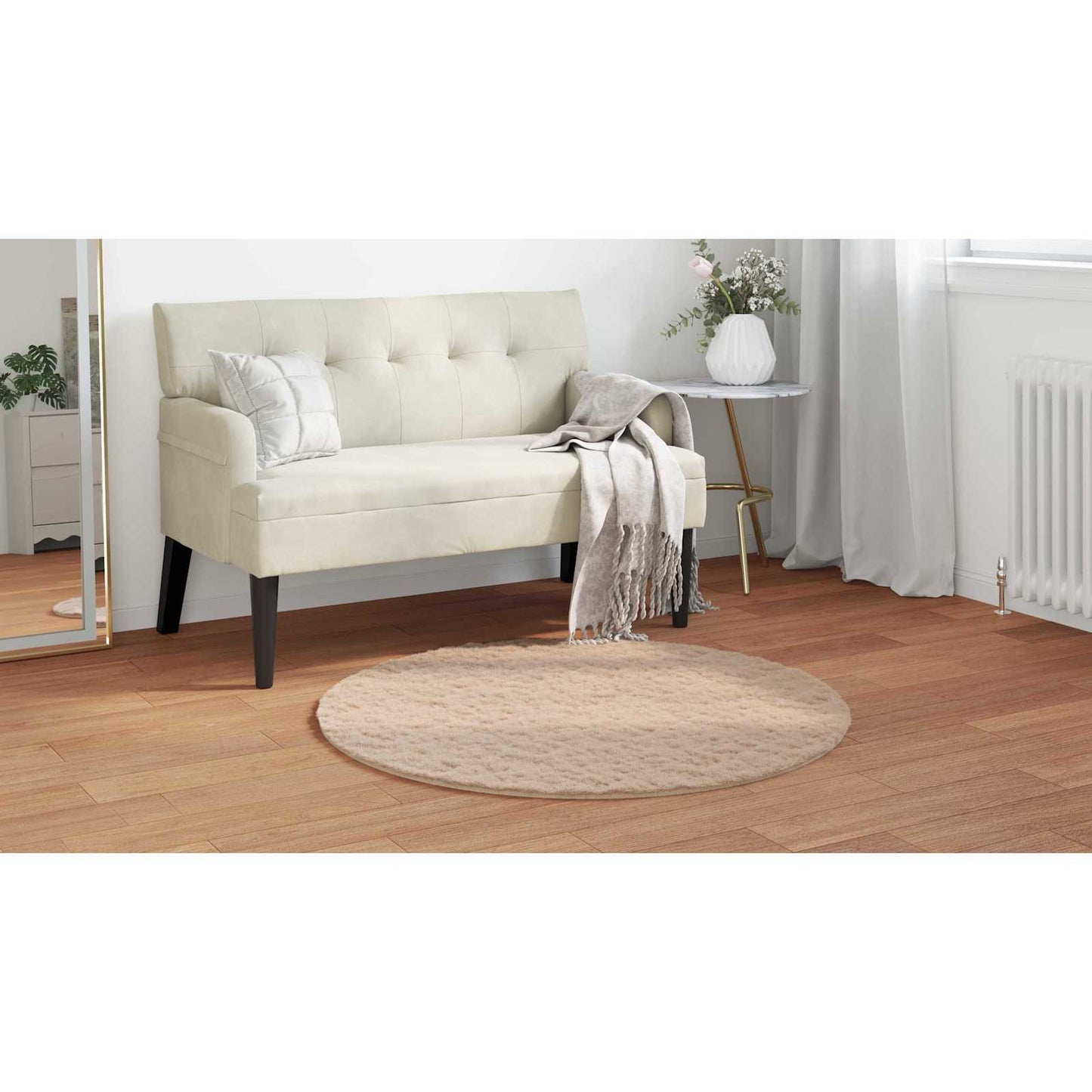 Dirbtinio triušio kailio kilimas Olite Taupe Ø 100 cm