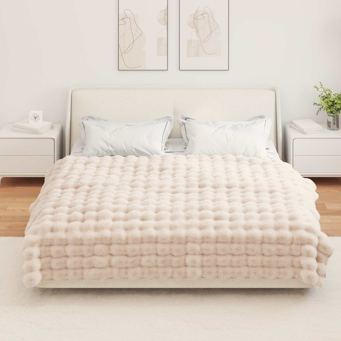 Dirbtinio Zefyro Pūkuotas Patalynė 4 pcs Smėlio 150 x 220 cm