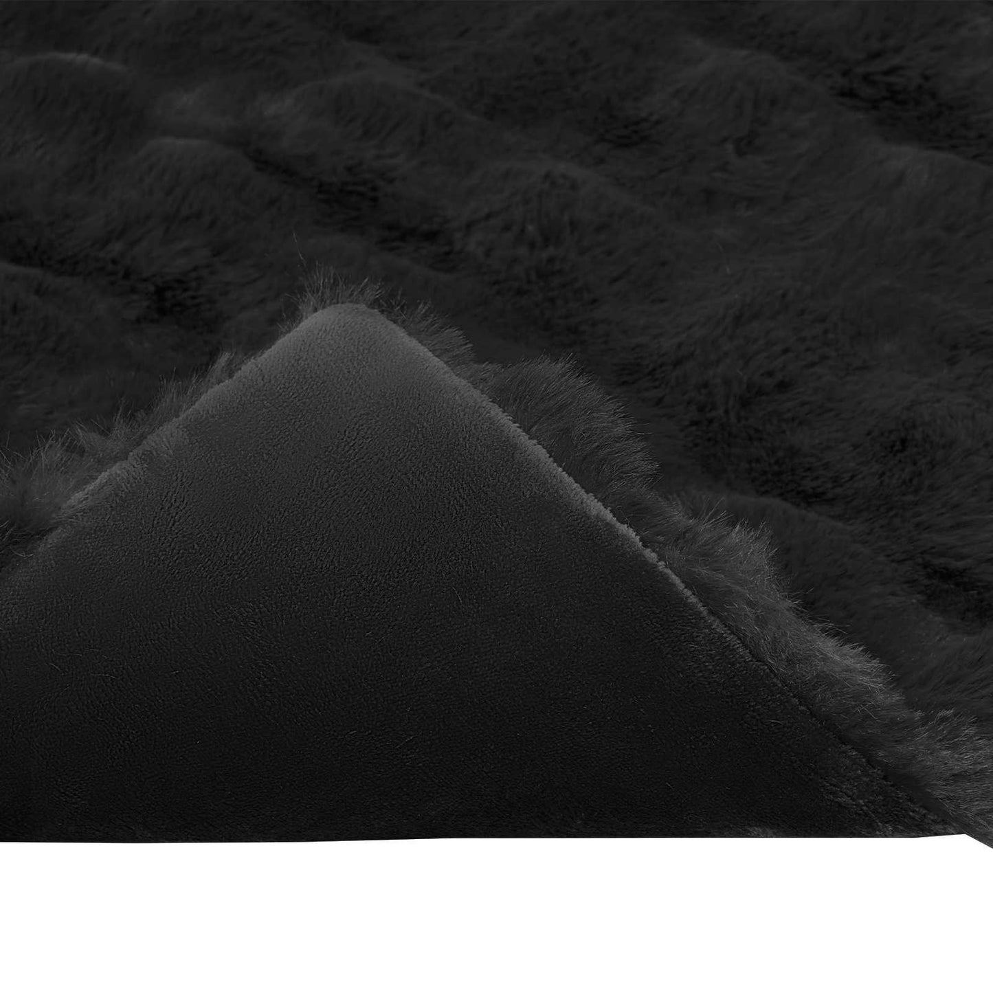 Dirbtinio Zefyro Pūkuotas Patalynė 4 pcs Juoda 220 x 240 cm