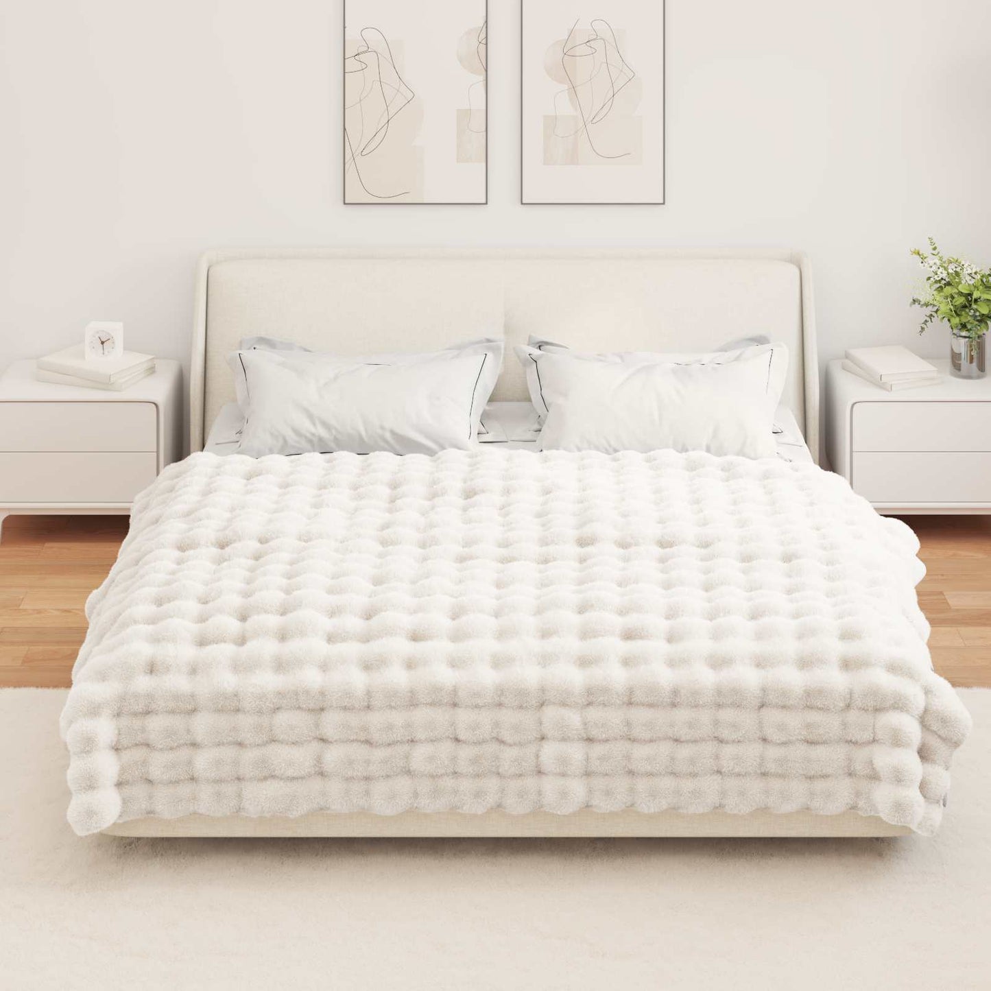 Dirbtinio Zefyro Pūkuotas Patalynė 4 pcs Balta 150 x 220 cm