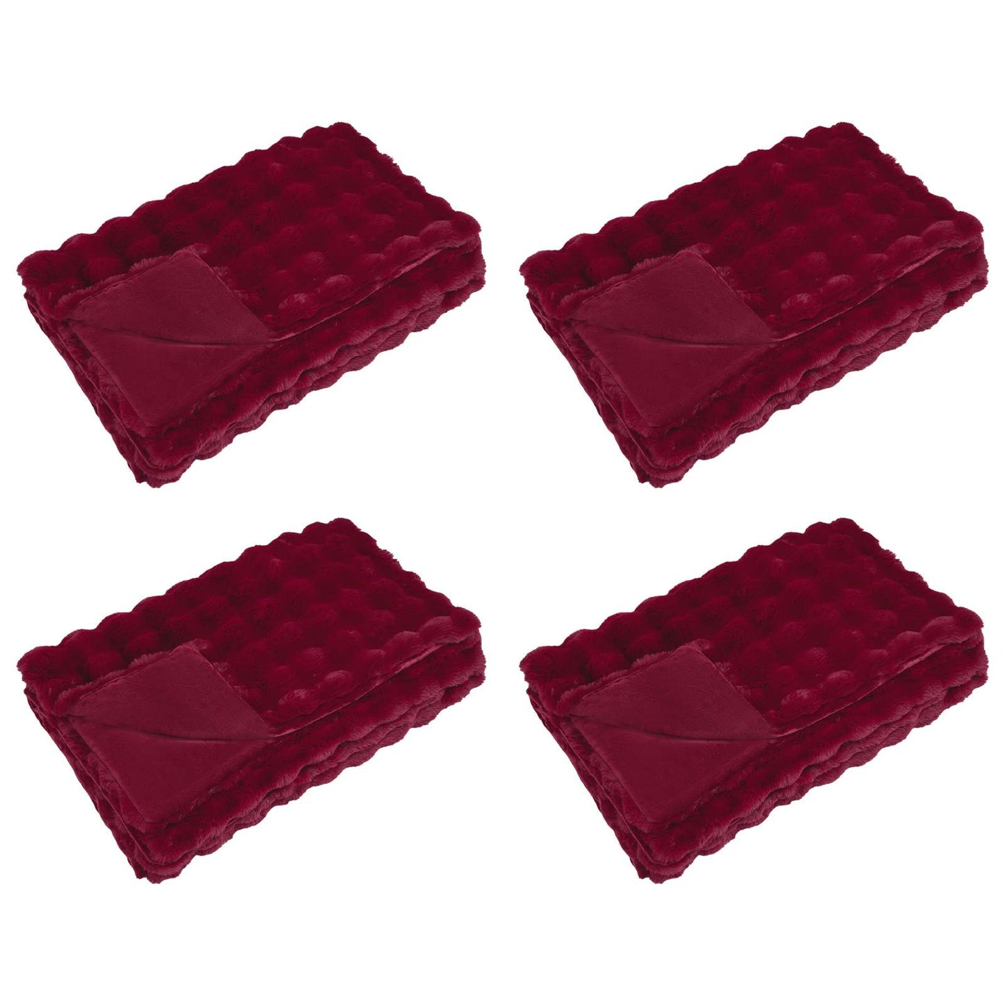 Dirbtinio Zefyro Pūkuotas Patalynė 4 pcs Bordo raudona