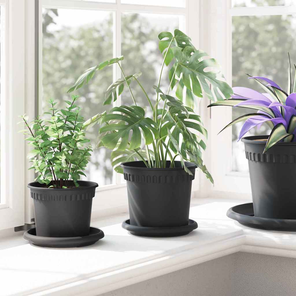 Apvalus gėlių vazonas 6 pcs Juoda Ø 15 x 12 cm Plastmasė