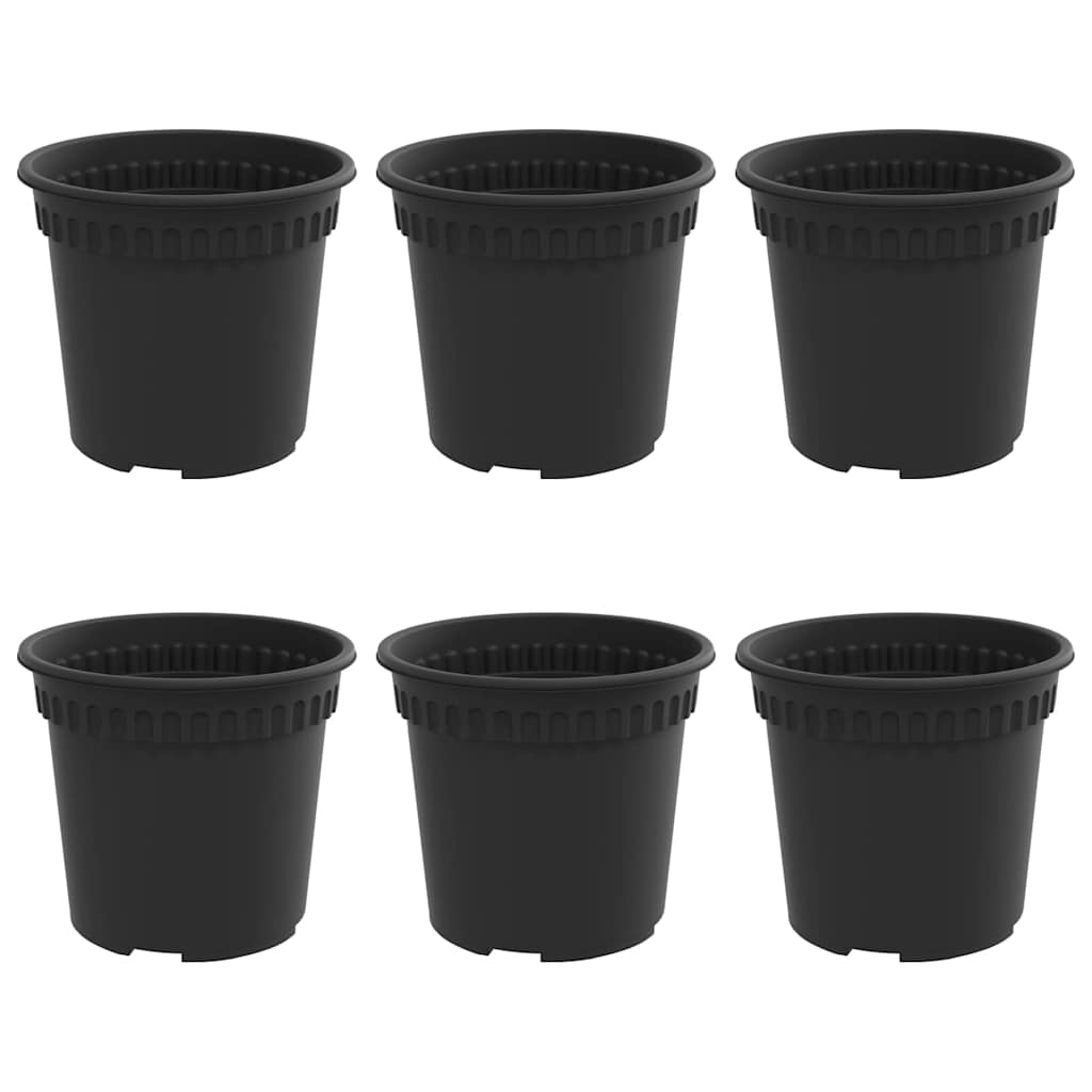 Apvalus gėlių vazonas 6 pcs Juoda Ø 15 x 12 cm Plastmasė
