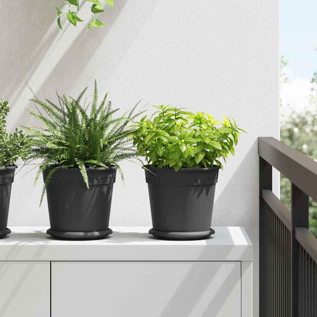 Apvalus gėlių vazonas 6 pcs Juoda Ø 19 x 16 cm Plastmasė
