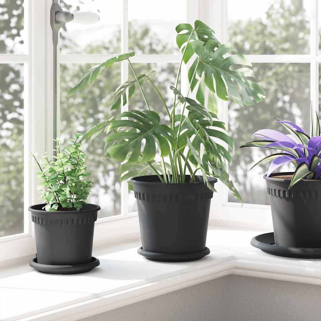 Apvalus gėlių vazonas 6 pcs Juoda Ø 19 x 16 cm Plastmasė